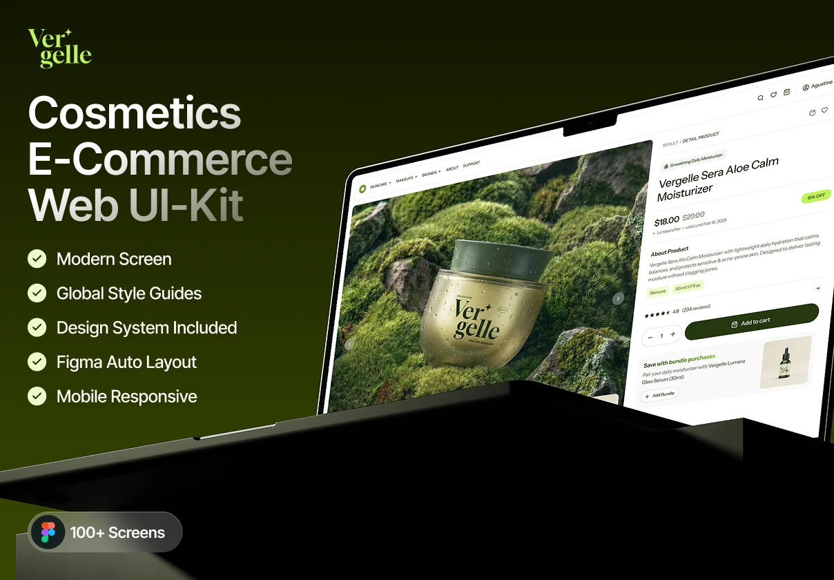 Vergelle – Cosmetic E-Commerce Web UI Kit