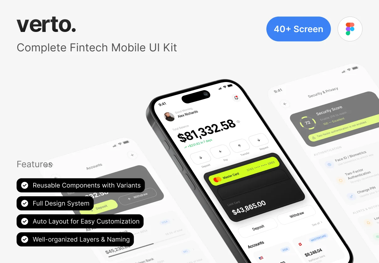 Verto - Complete Fintech Mobile UI Kit
