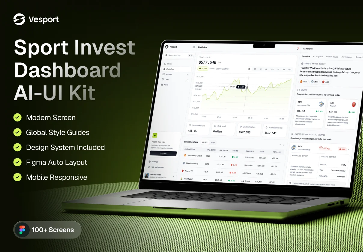 Vesport - Sport Investment Dashboard AI UI Kit