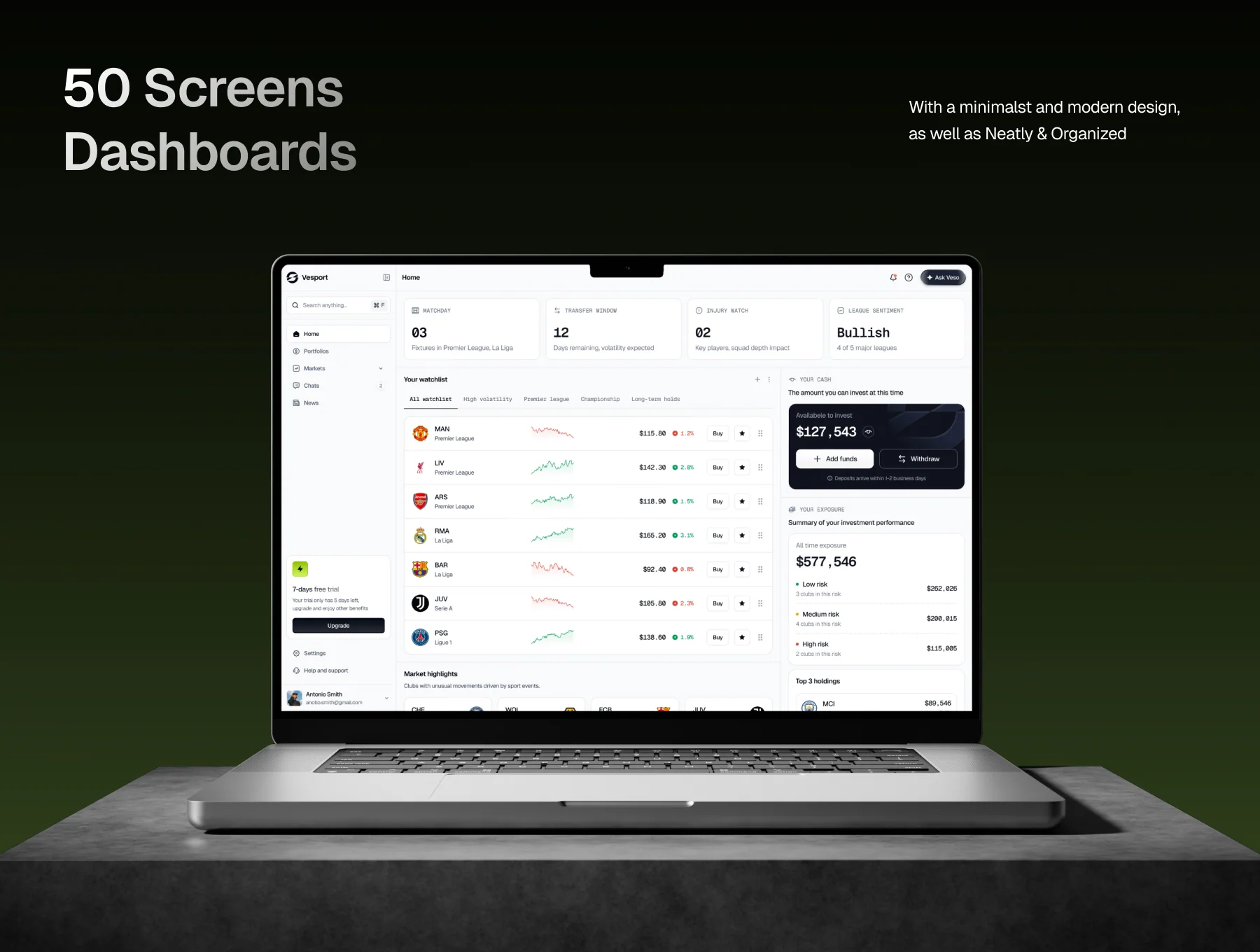 Vesport - Sport Investment Dashboard AI UI Kit 5