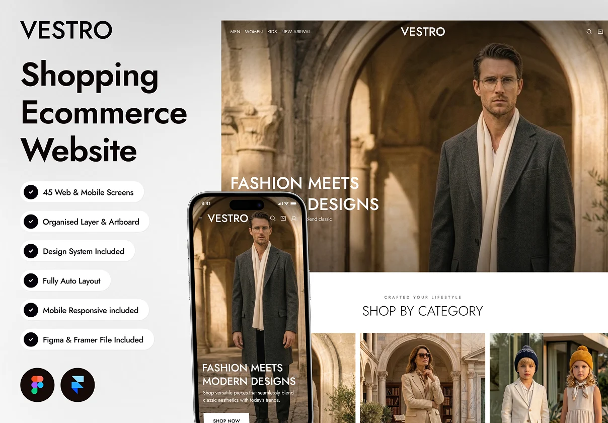VESTRO - Shopping Ecommerce Website Framer Template