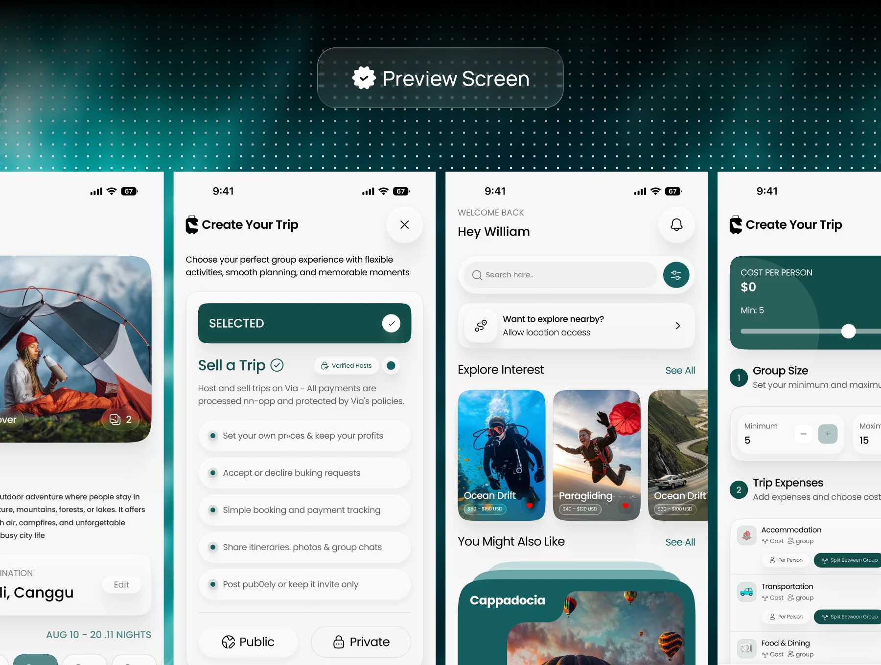 Via - Travel Mobile App Re-Design UI KIT 4