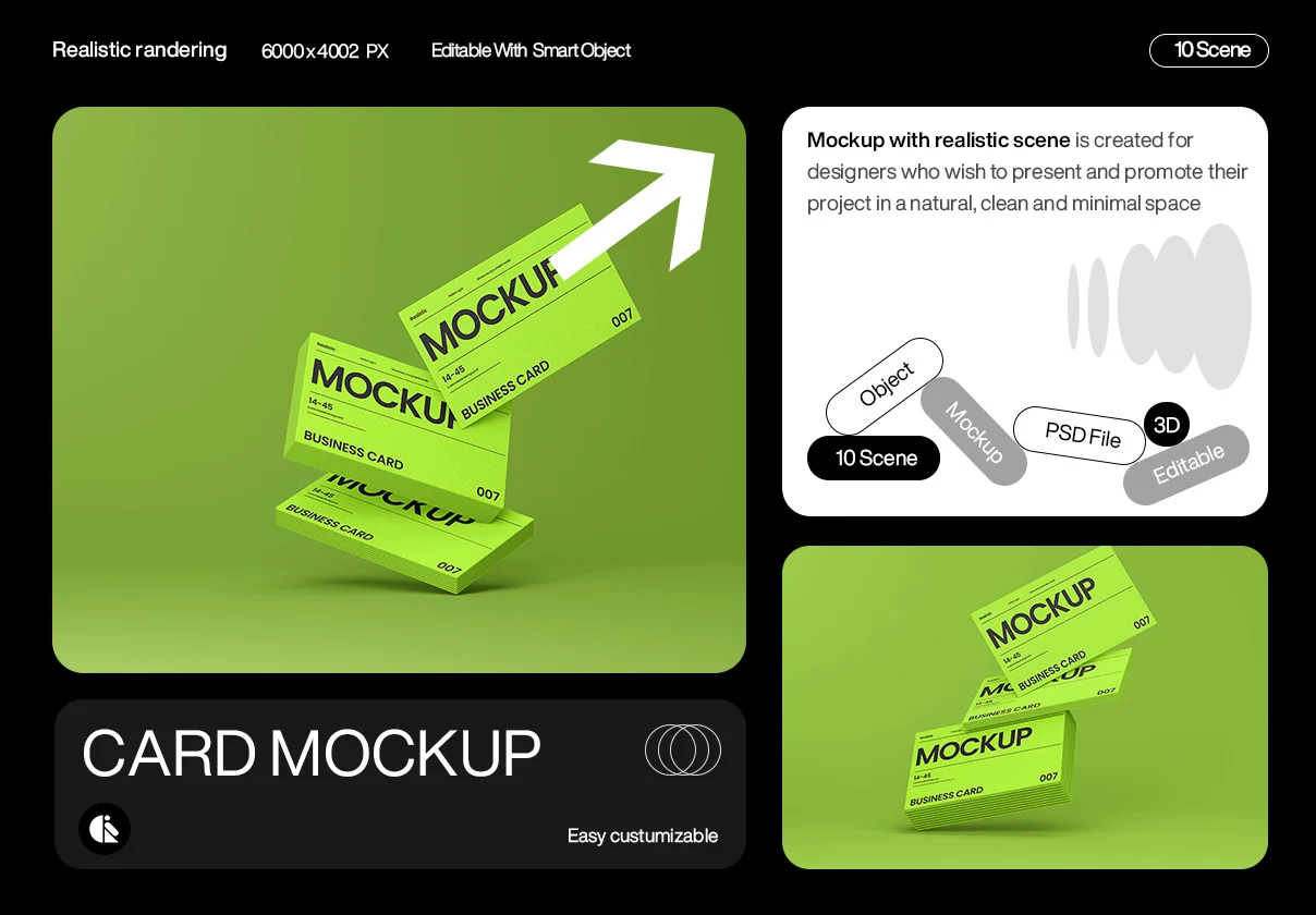 Vibrant Green Business Card Mockup Template