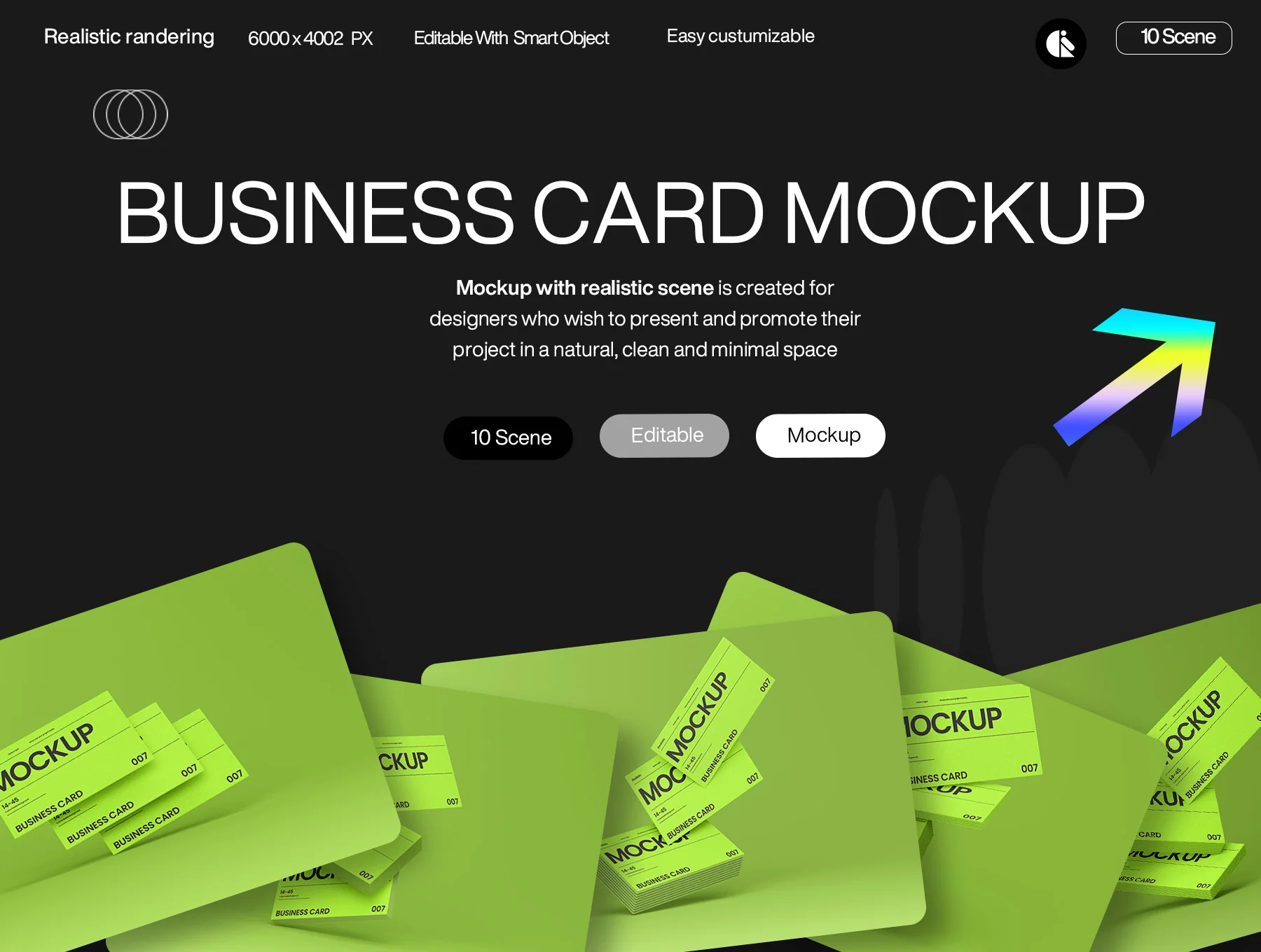 Vibrant Green Business Card Mockup Template