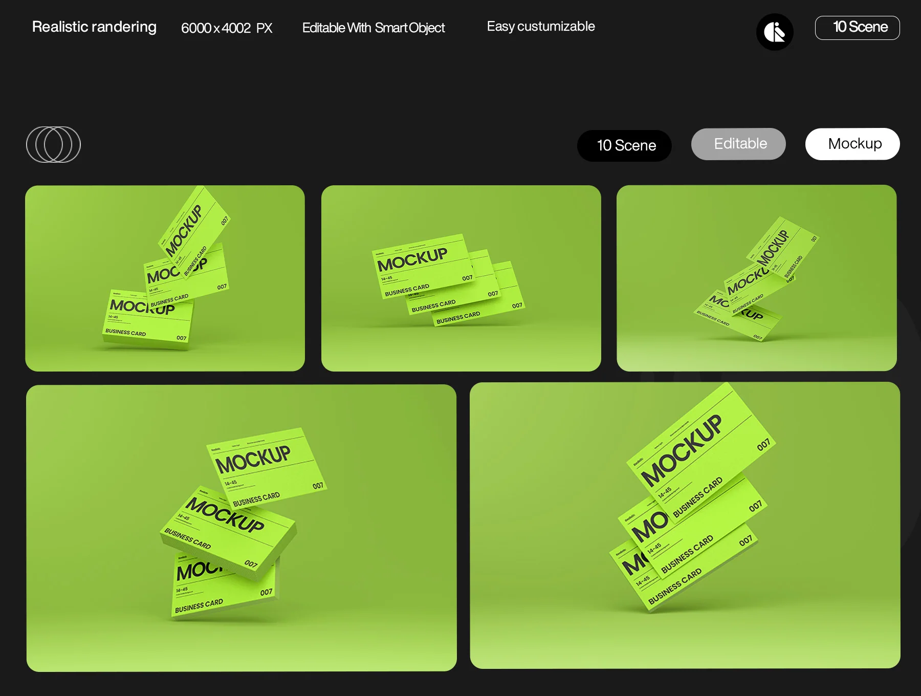 Vibrant Green Business Card Mockup Template 2