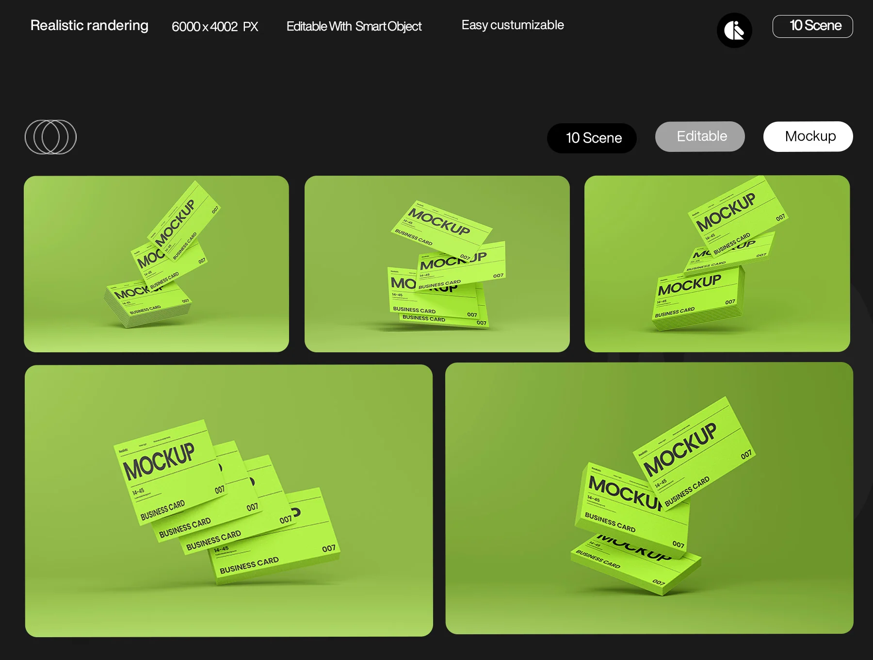 Vibrant Green Business Card Mockup Template 3