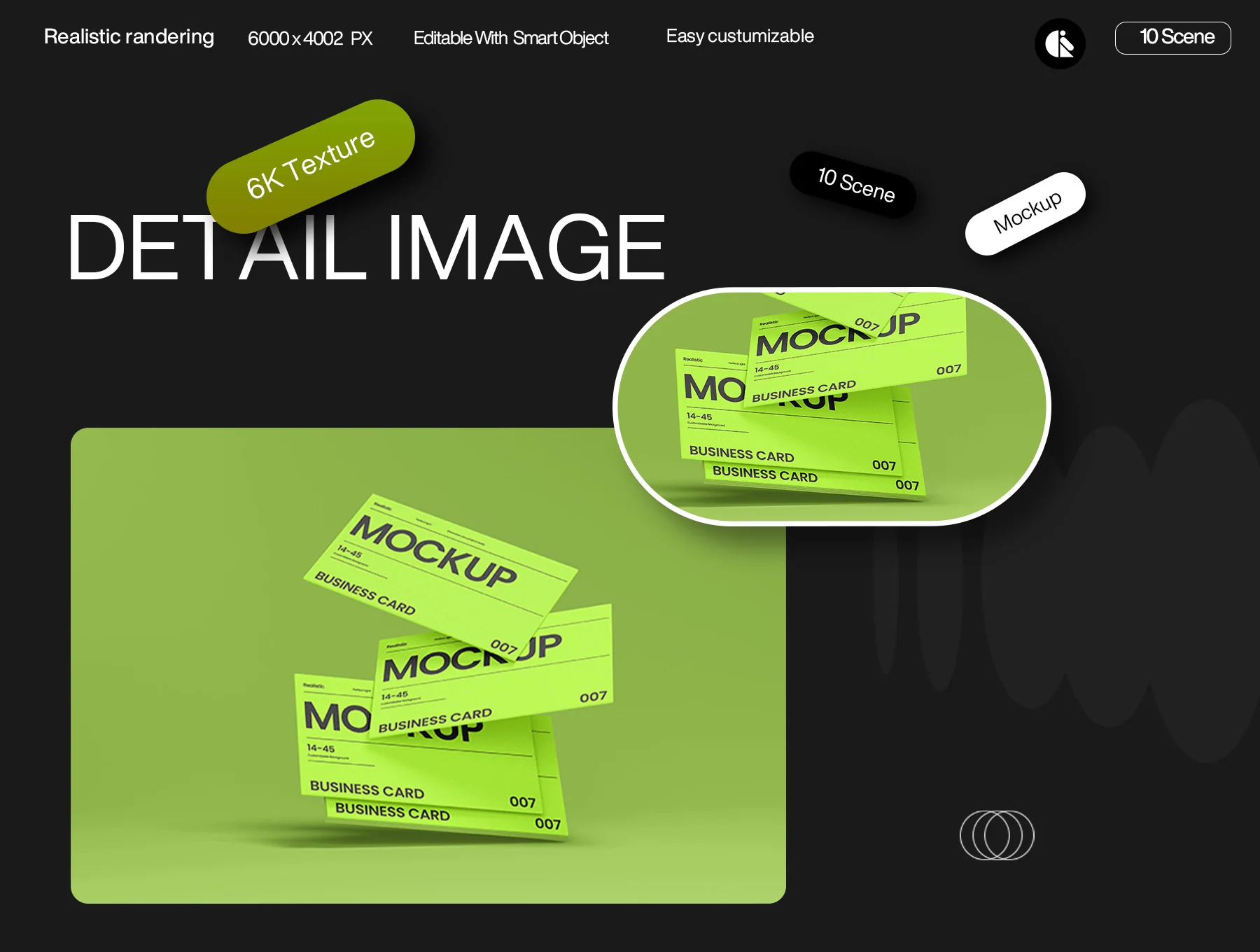 Vibrant Green Business Card Mockup Template 5