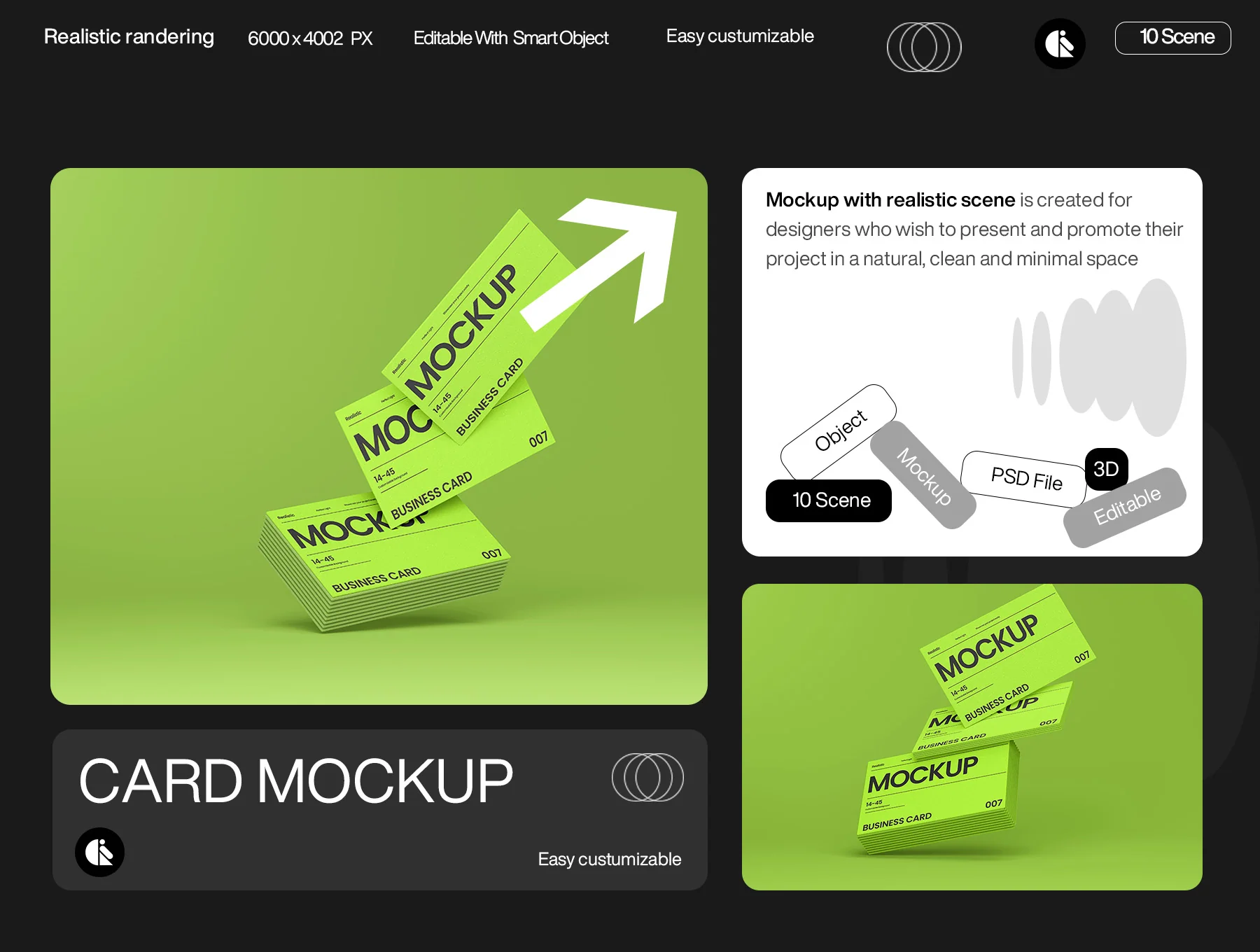 Vibrant Green Business Card Mockup Template 6