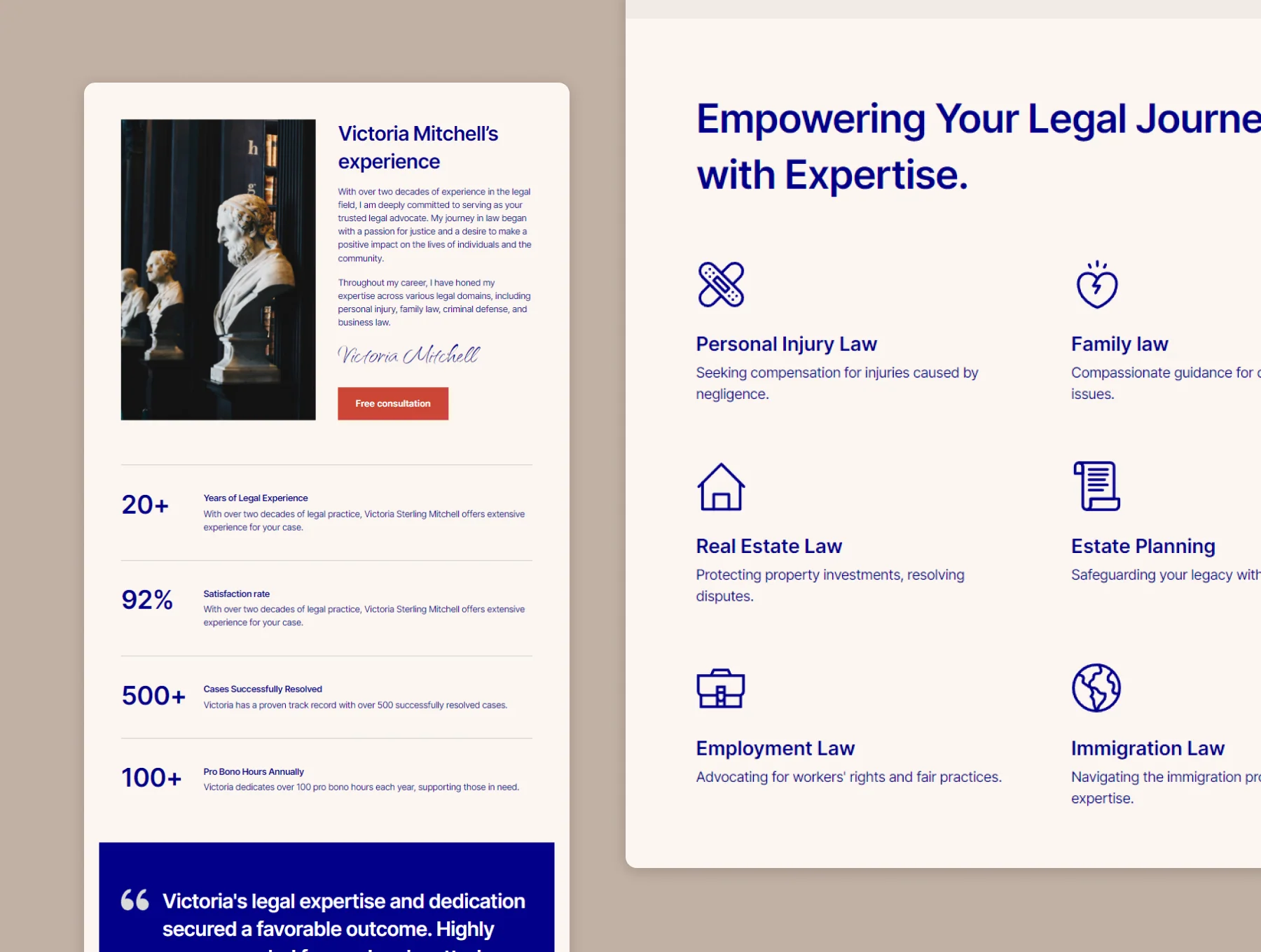 Victoria Mitchell - Lawyer Framer Template 3