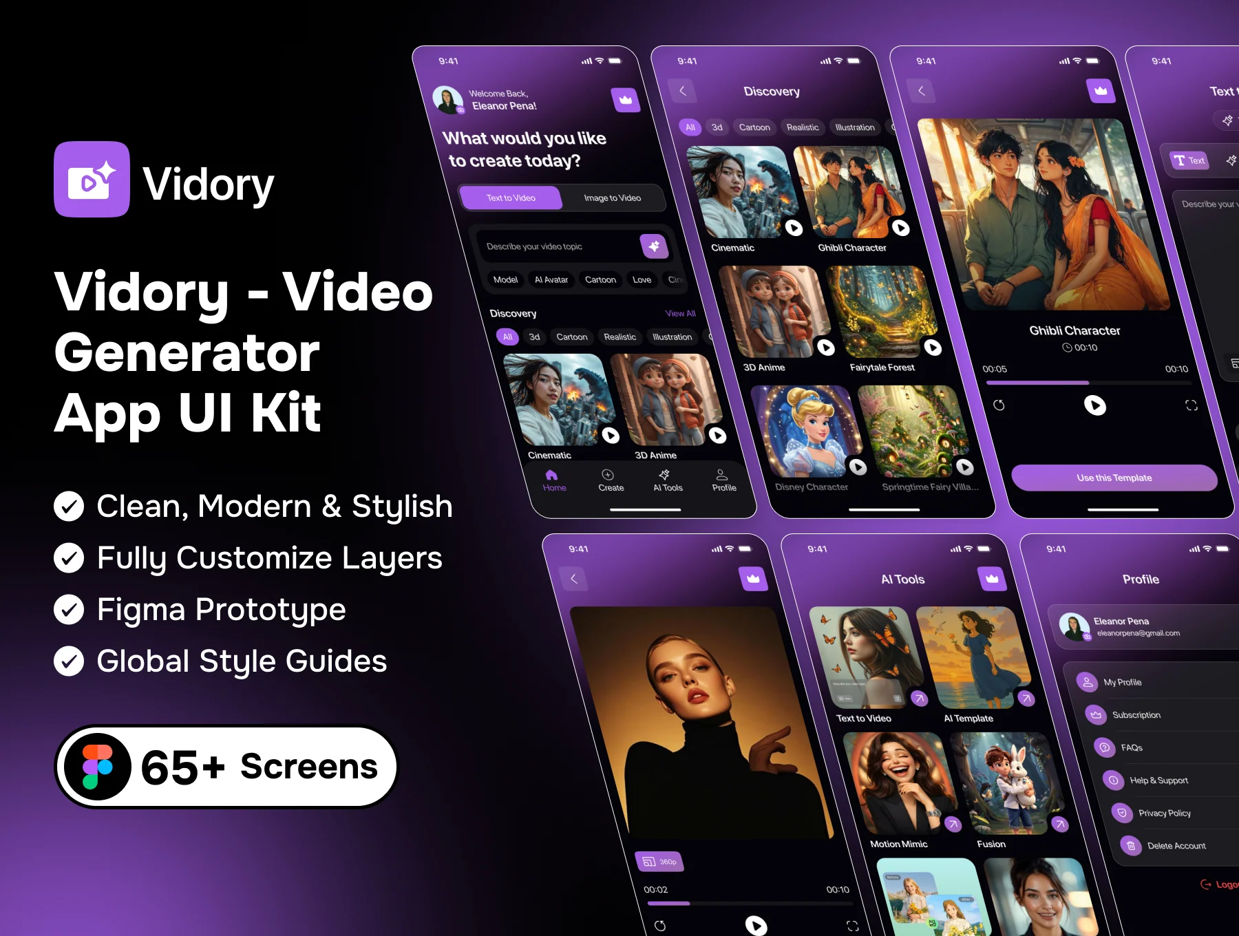 Vidory AI Video Generator App UI Kit