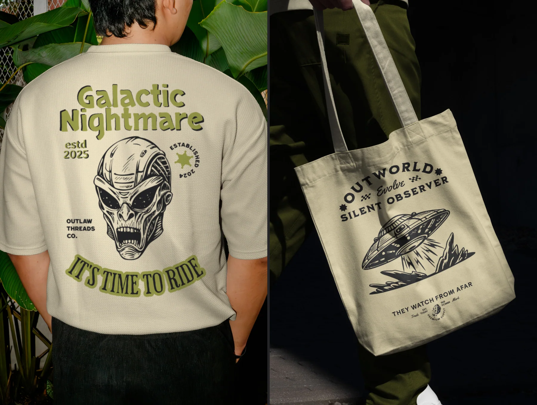 Vintage Alien Illustration Set 3