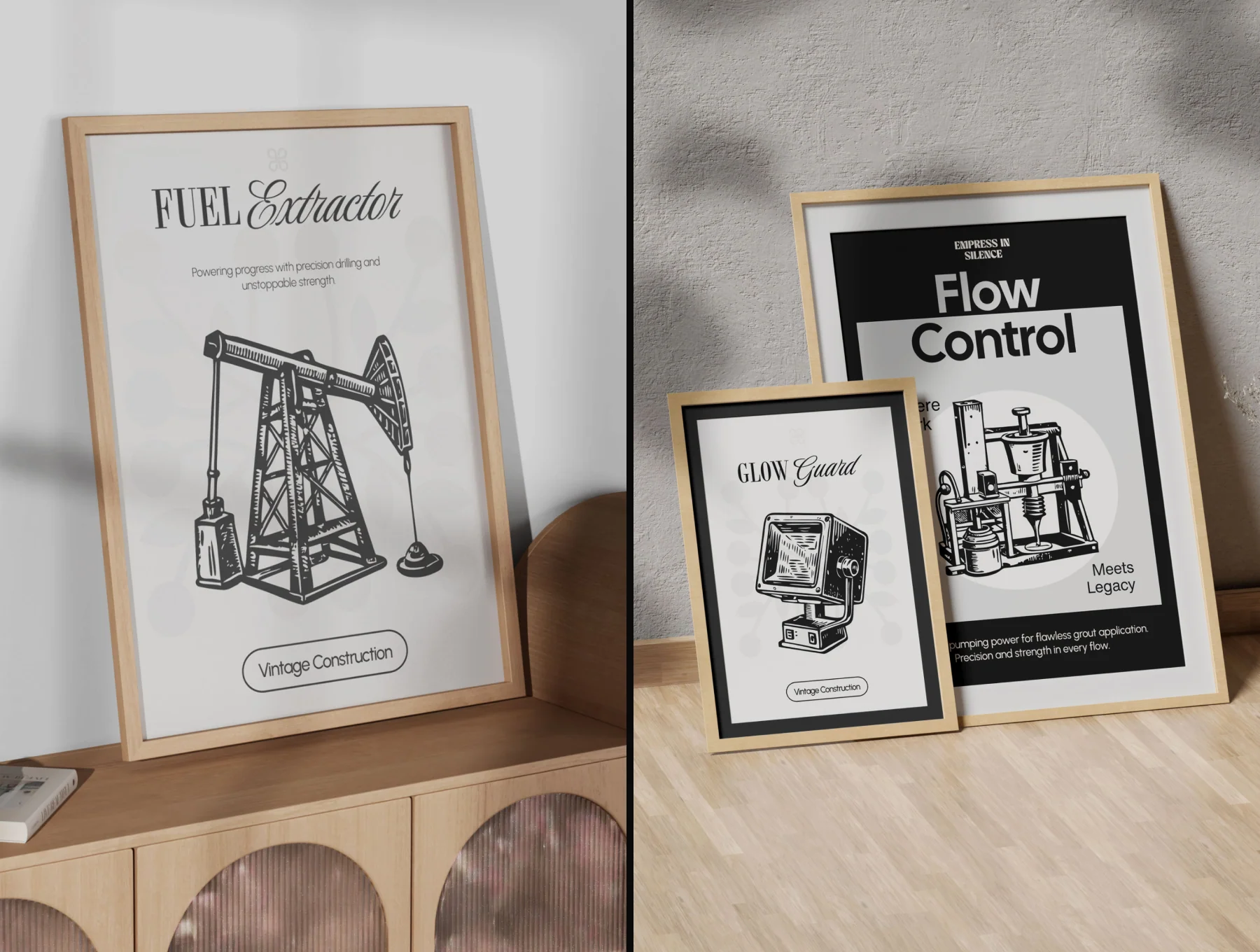 Vintage Construction Art Set 3
