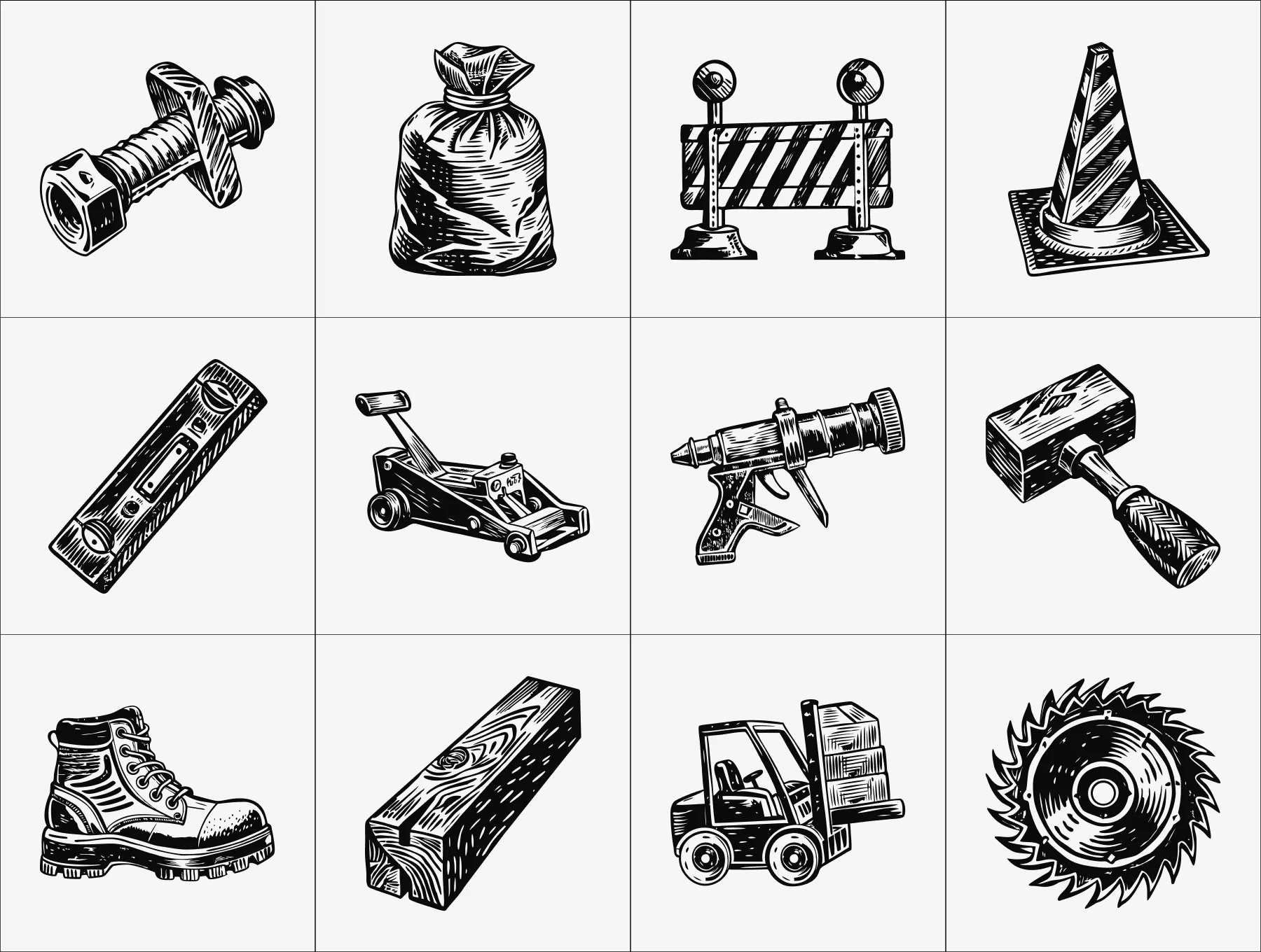Vintage Construction Art Set 6