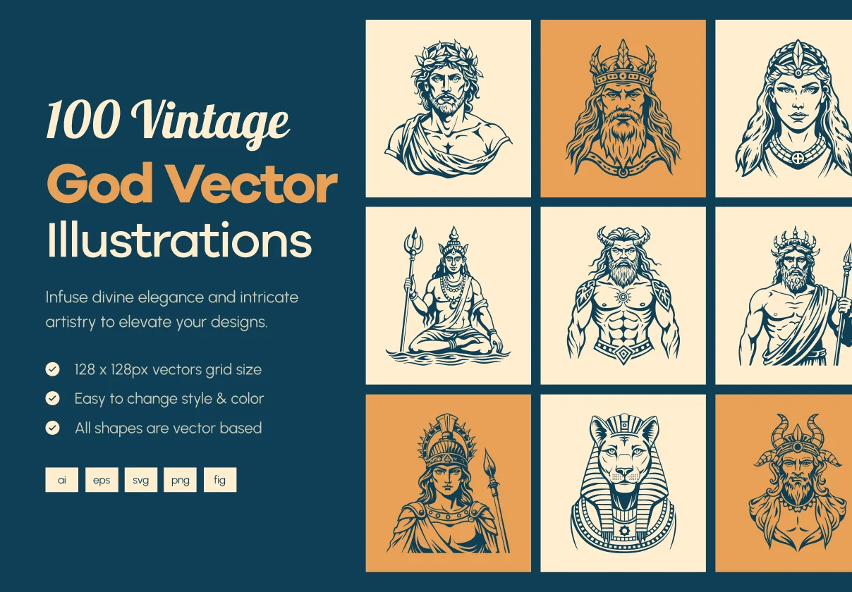 Vintage God Vector Illustration