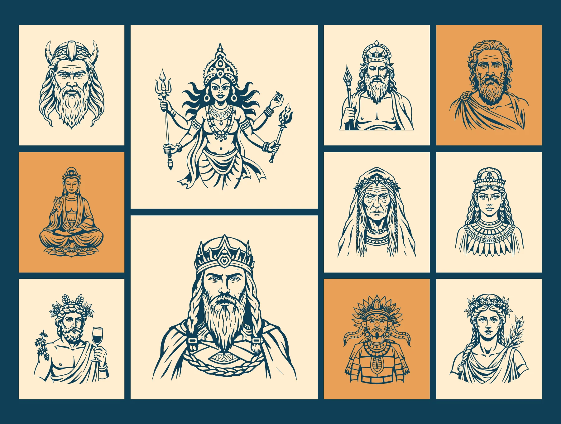 Vintage God Vector Illustration 6