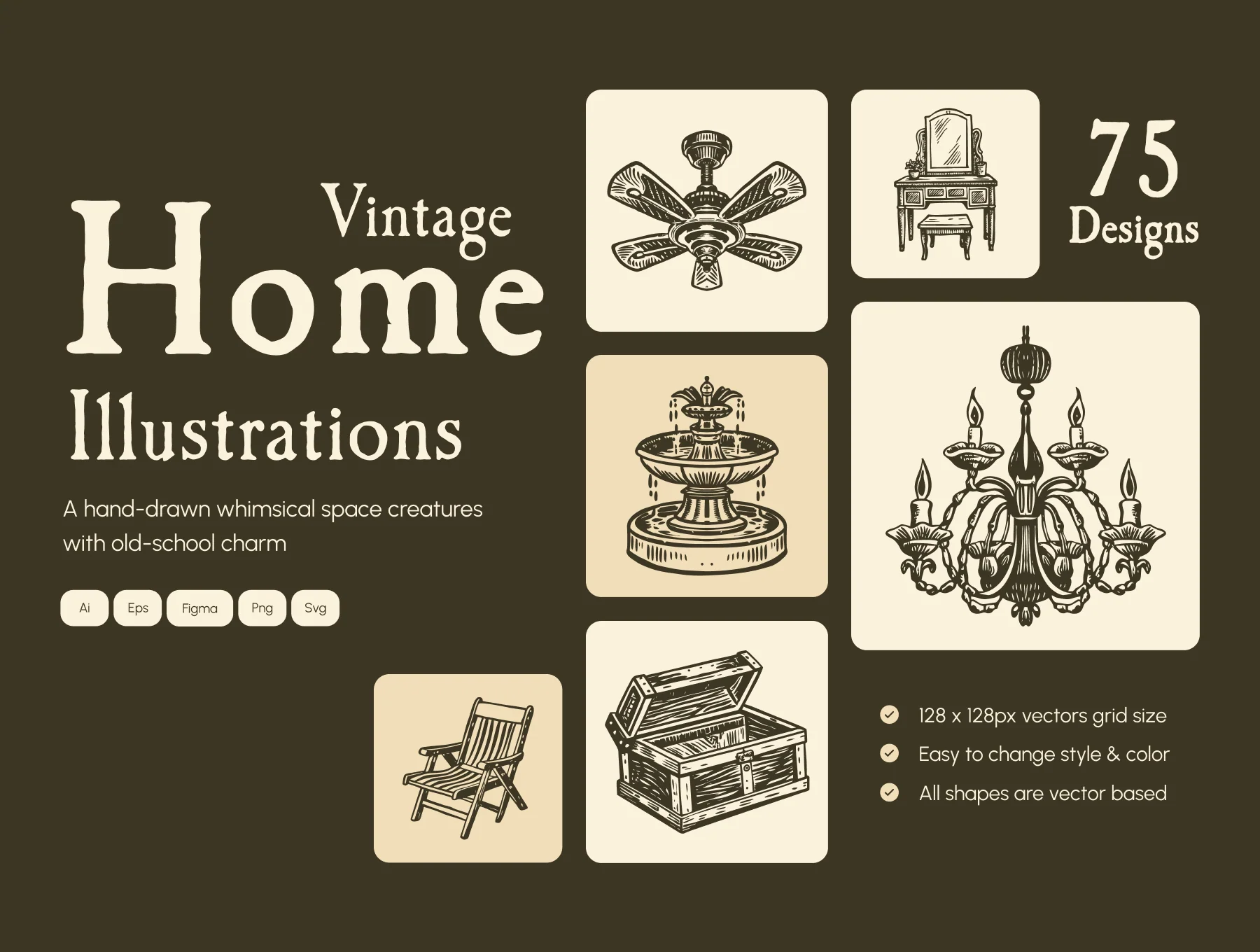 Vintage Home Illustration Set