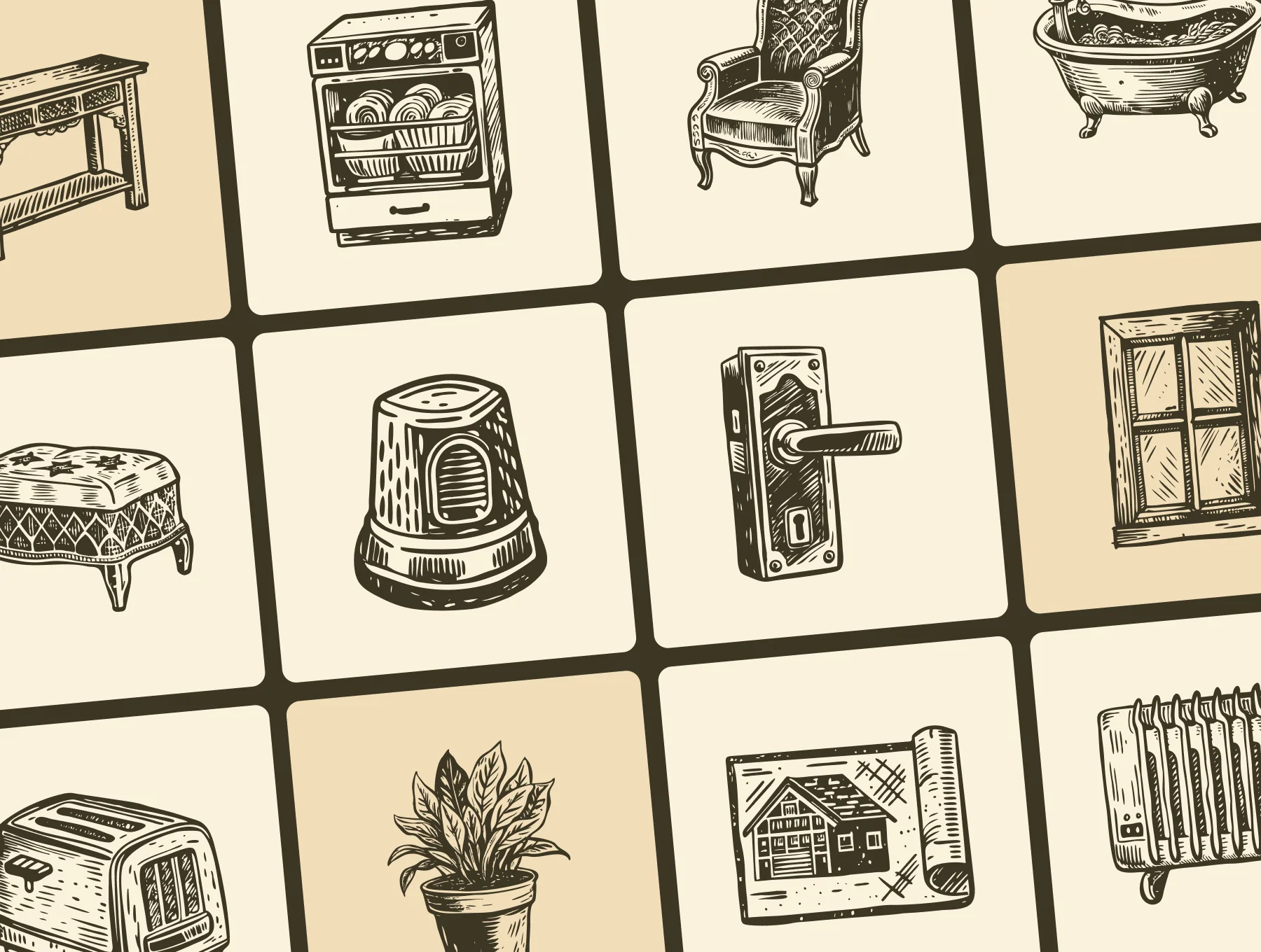 Vintage Home Illustration Set 5