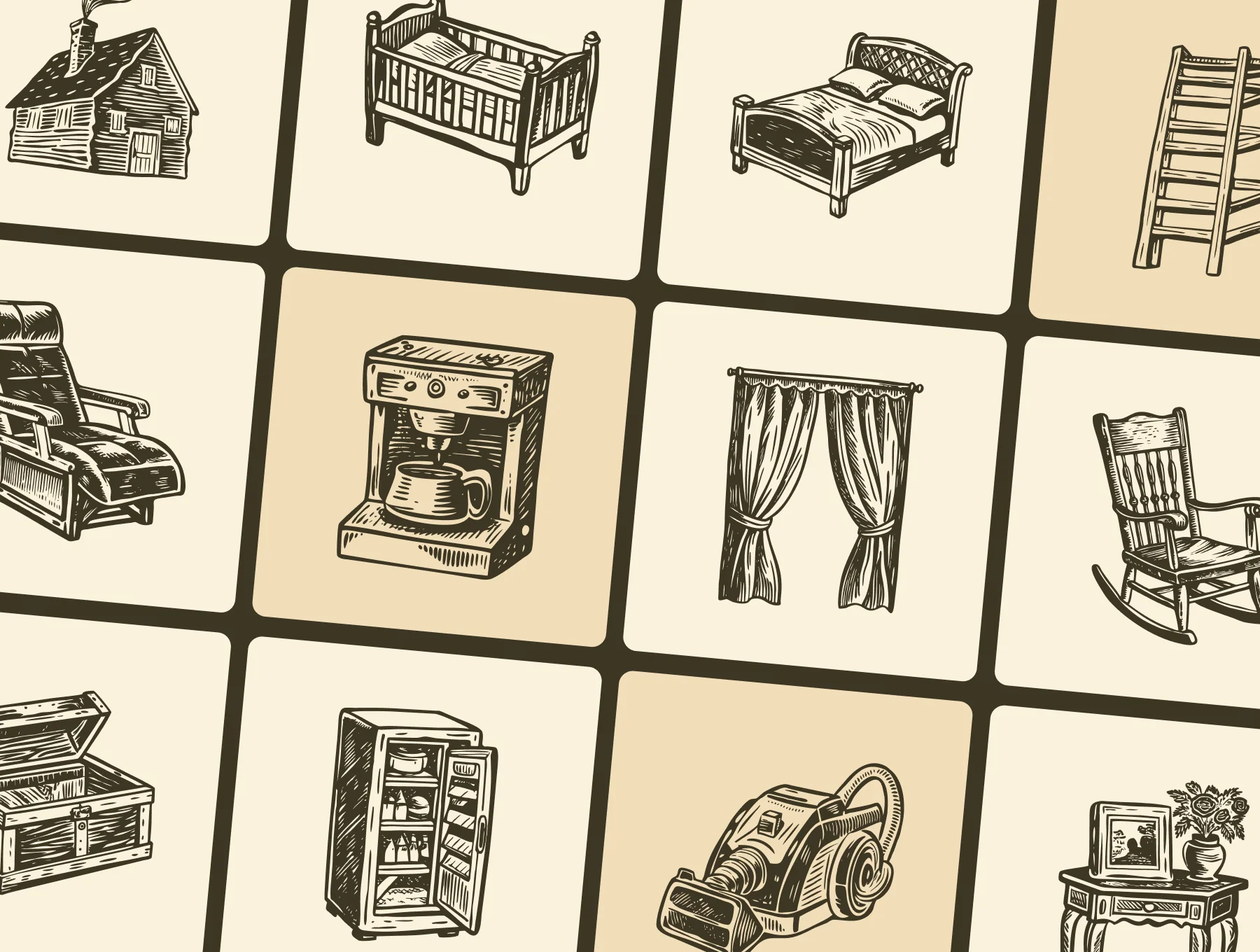 Vintage Home Illustration Set 6