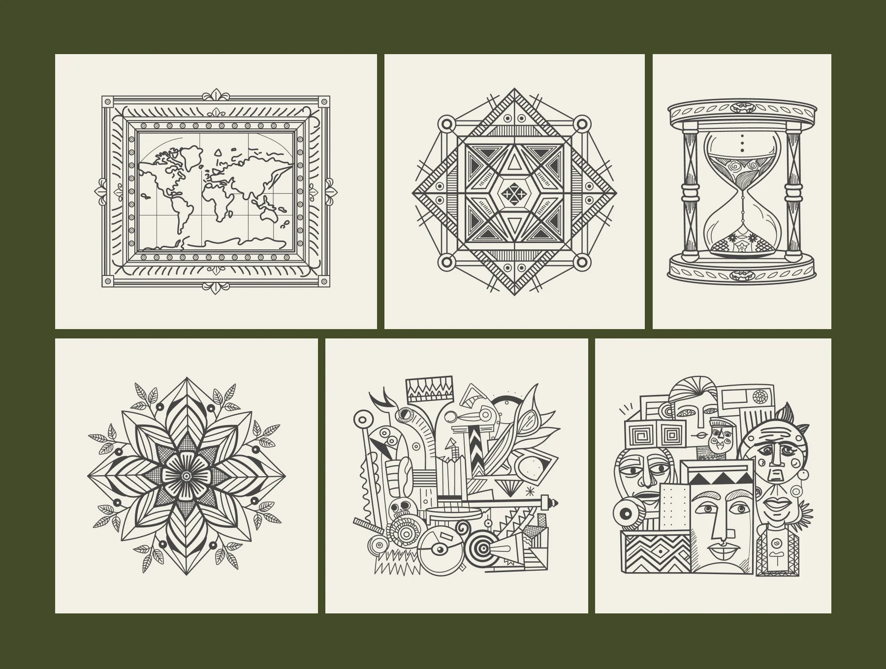 Vintage Hotel Illustration Set