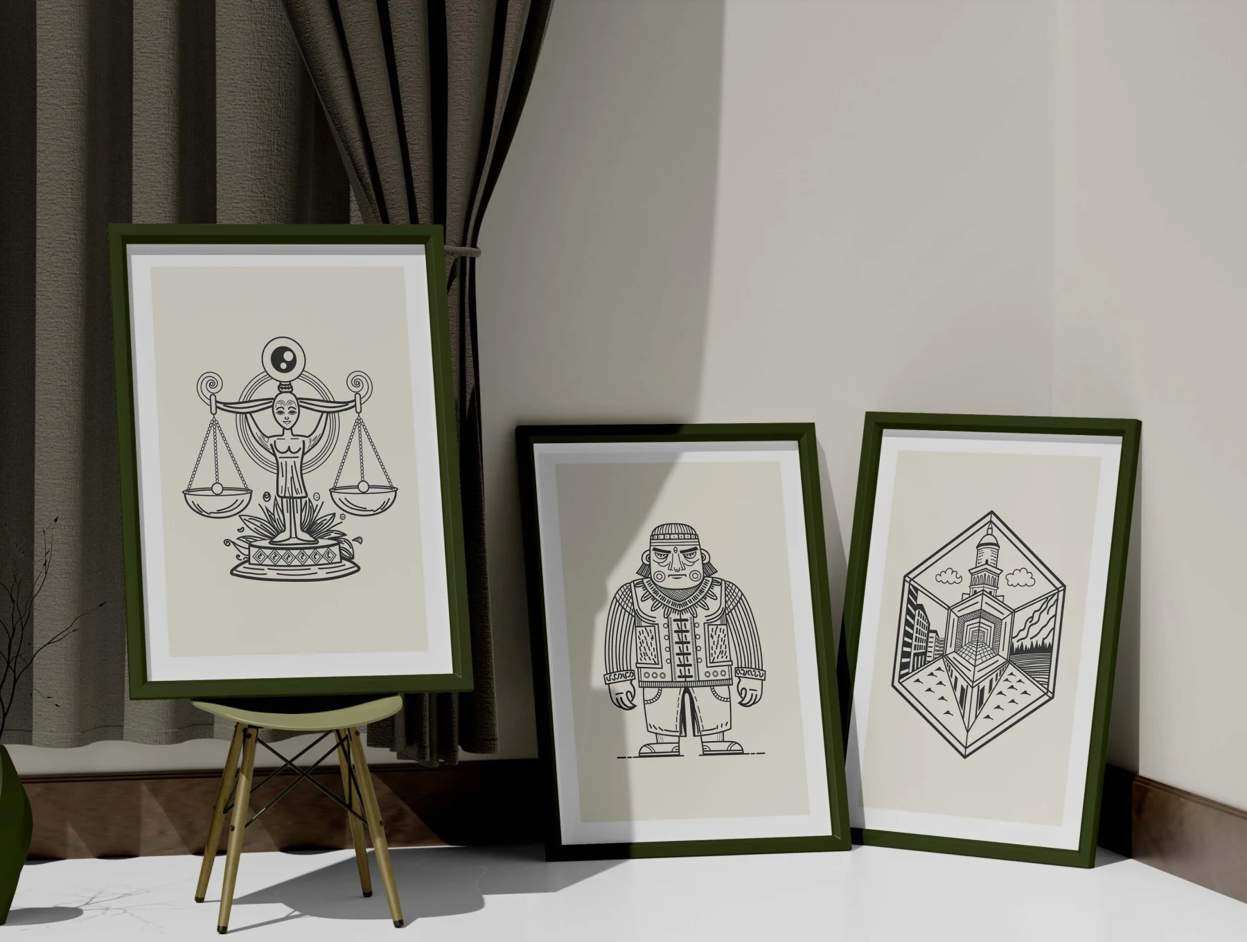 Vintage Hotel Illustration Set 3