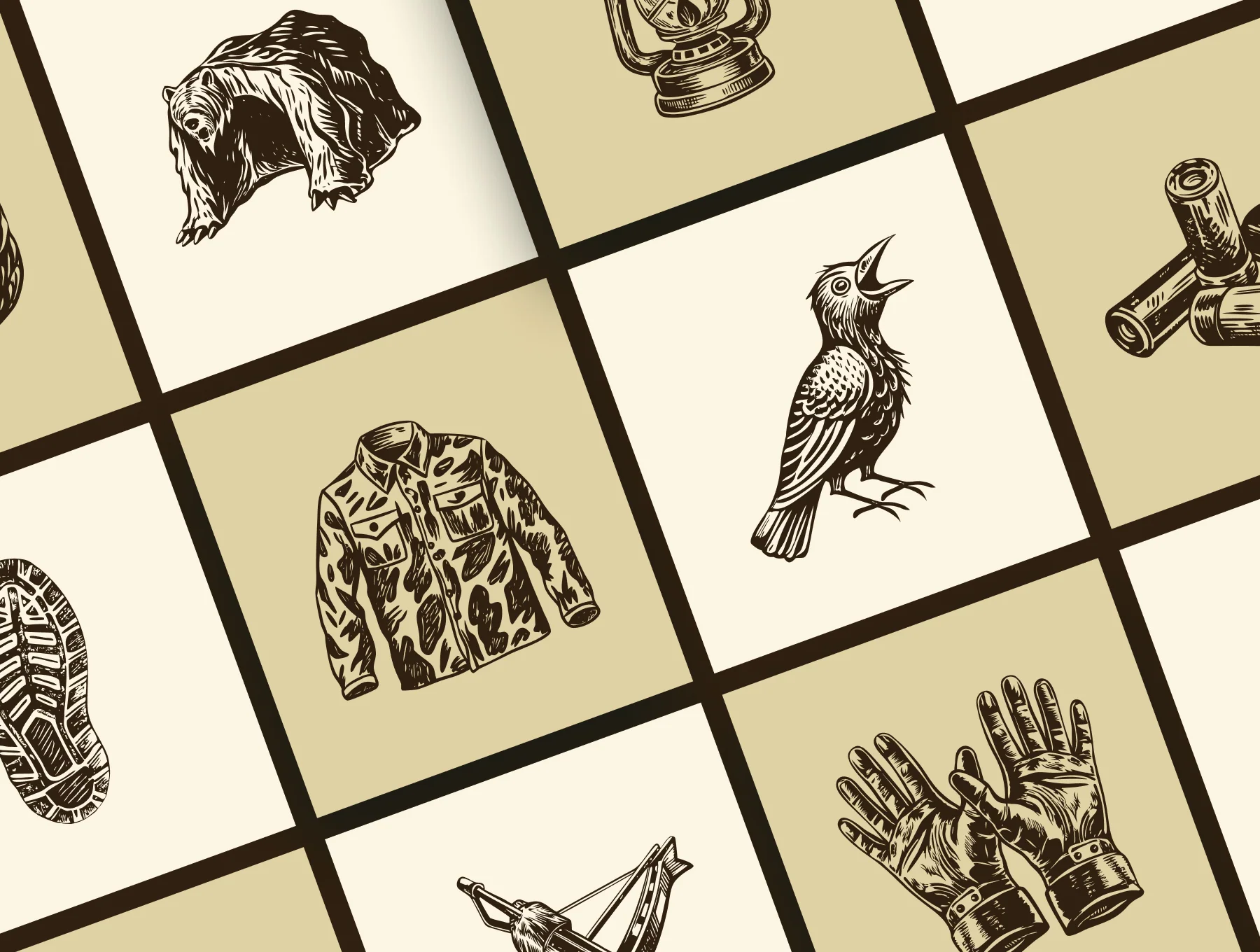 Vintage Hunting Art Illustration Set 5