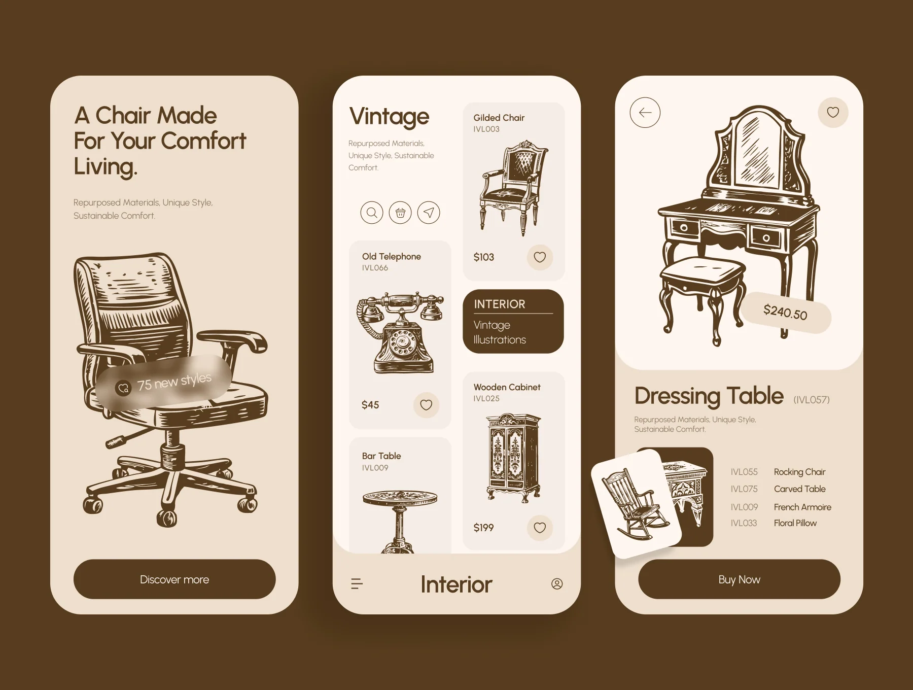 Vintage Interior illustration Set 4