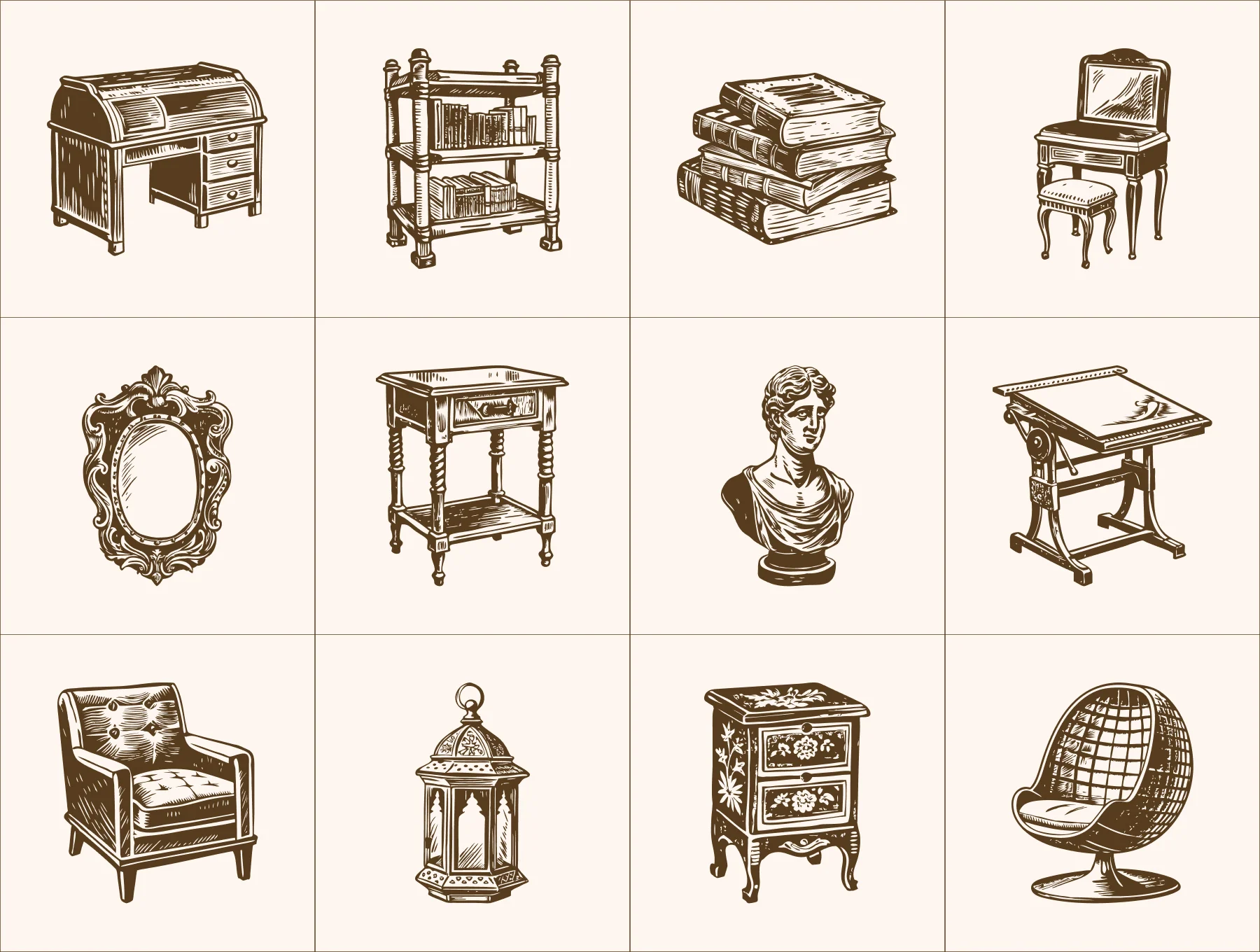 Vintage Interior illustration Set 5