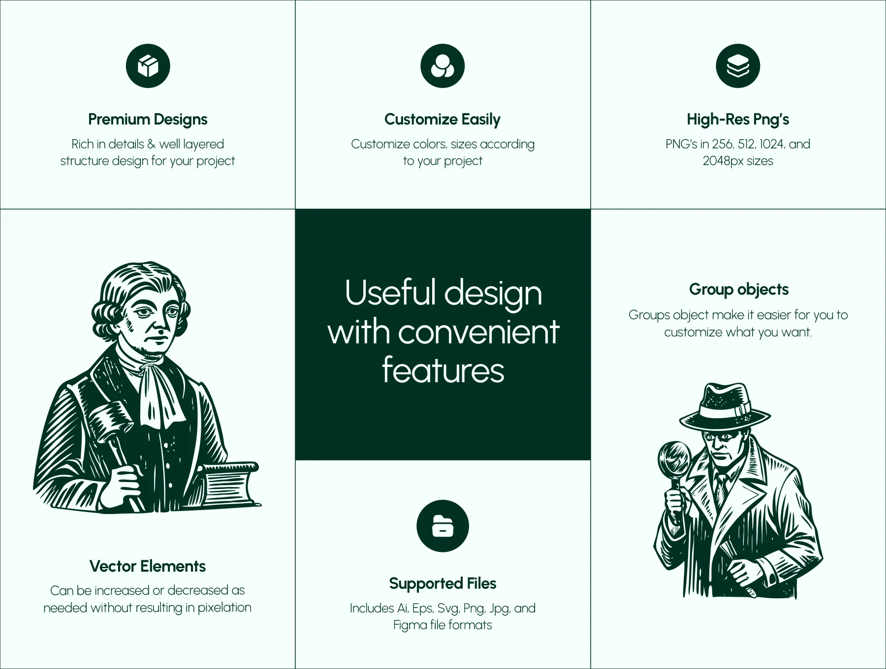 Vintage Law Icons Set 2