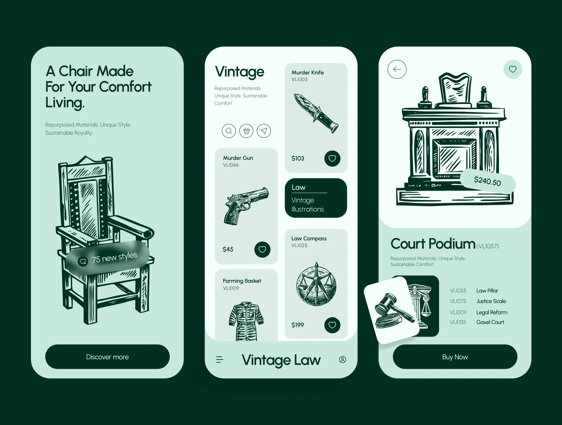 Vintage Law Icons Set 4