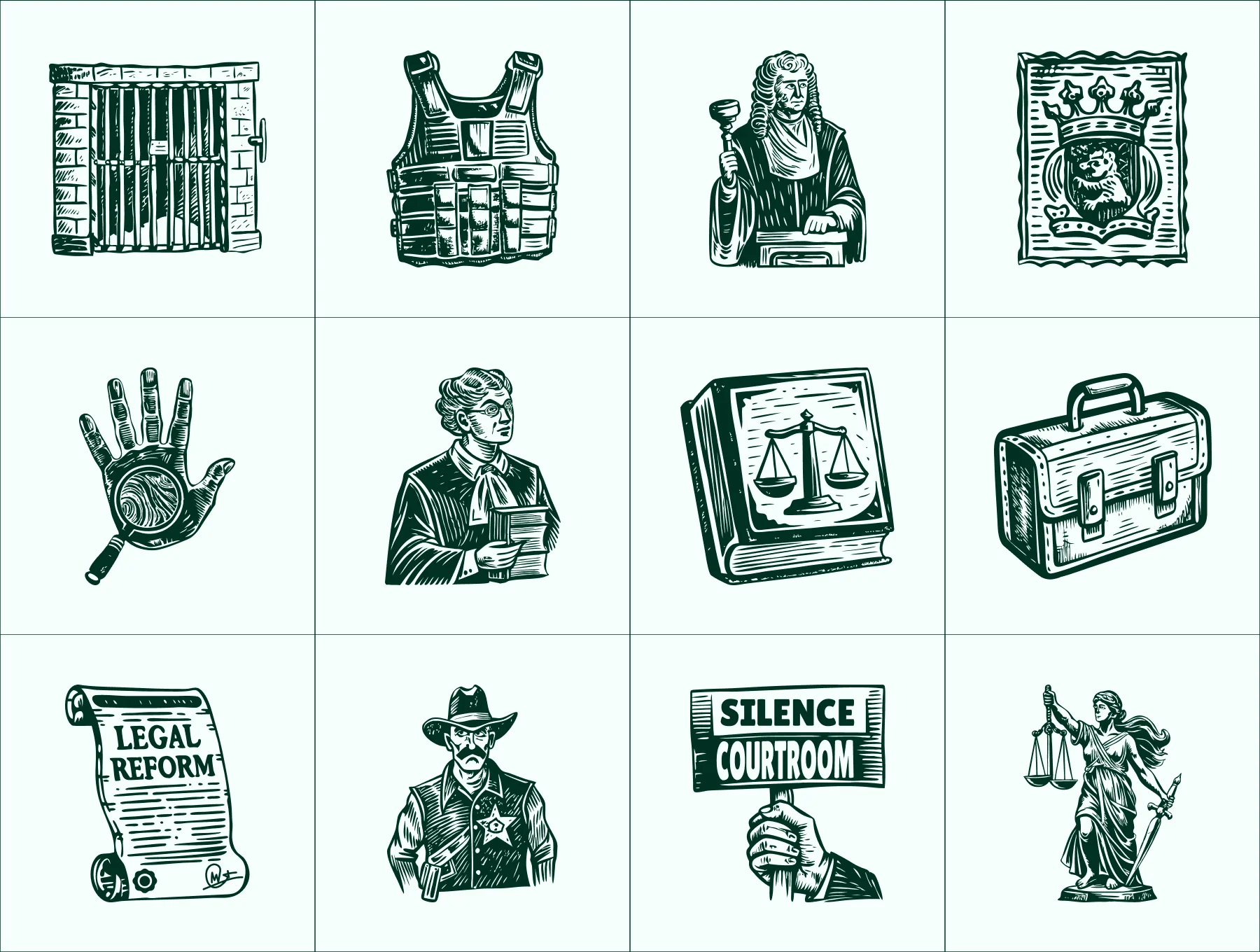 Vintage Law Icons Set 5
