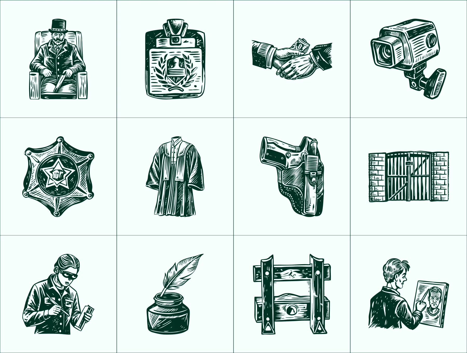 Vintage Law Icons Set 6
