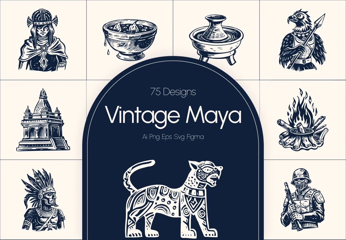 Vintage Maya Icon Set