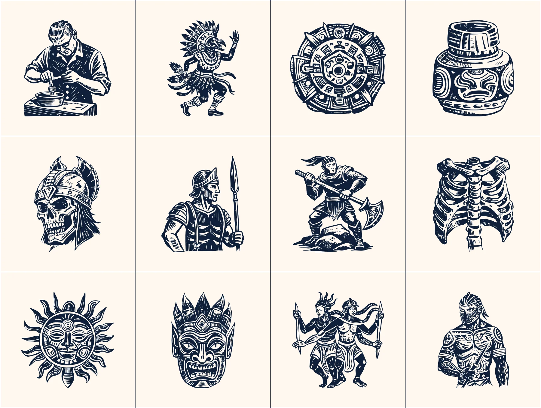Vintage Maya Icon Set 5