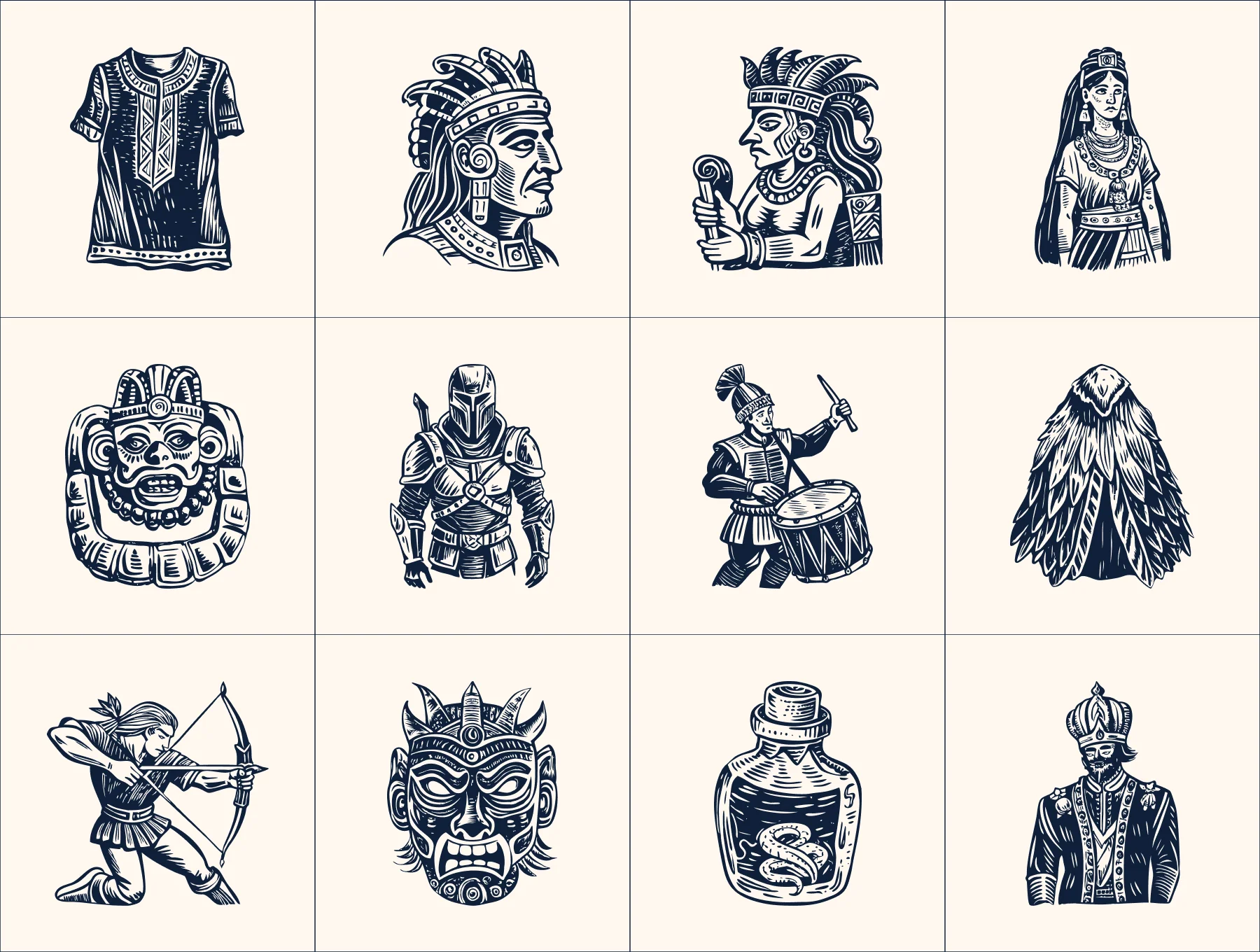 Vintage Maya Icon Set 6