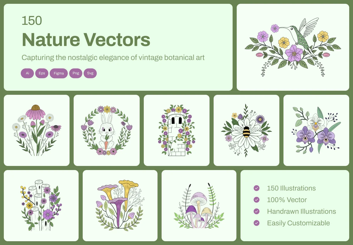 Vintage Nature Illustration Bundle