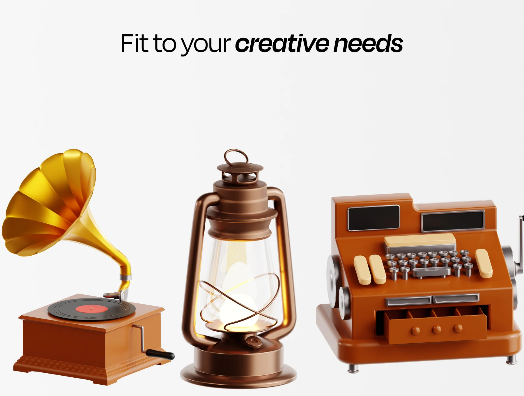 Vintage Object 3D Icon Set 4