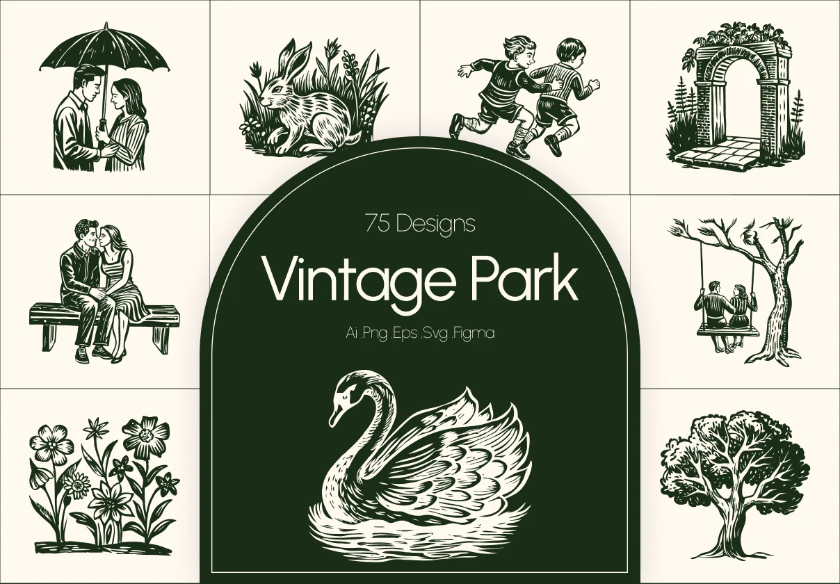 Vintage Park Illustration Set