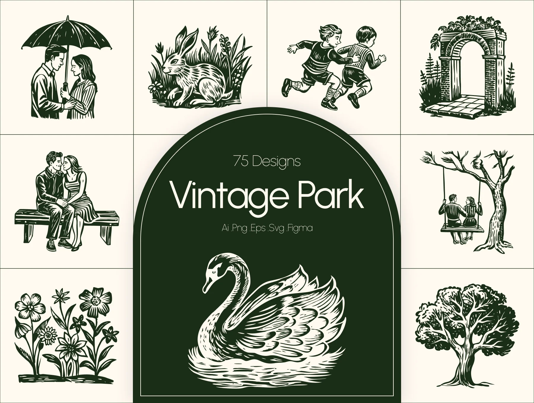 Vintage Park Illustration Set