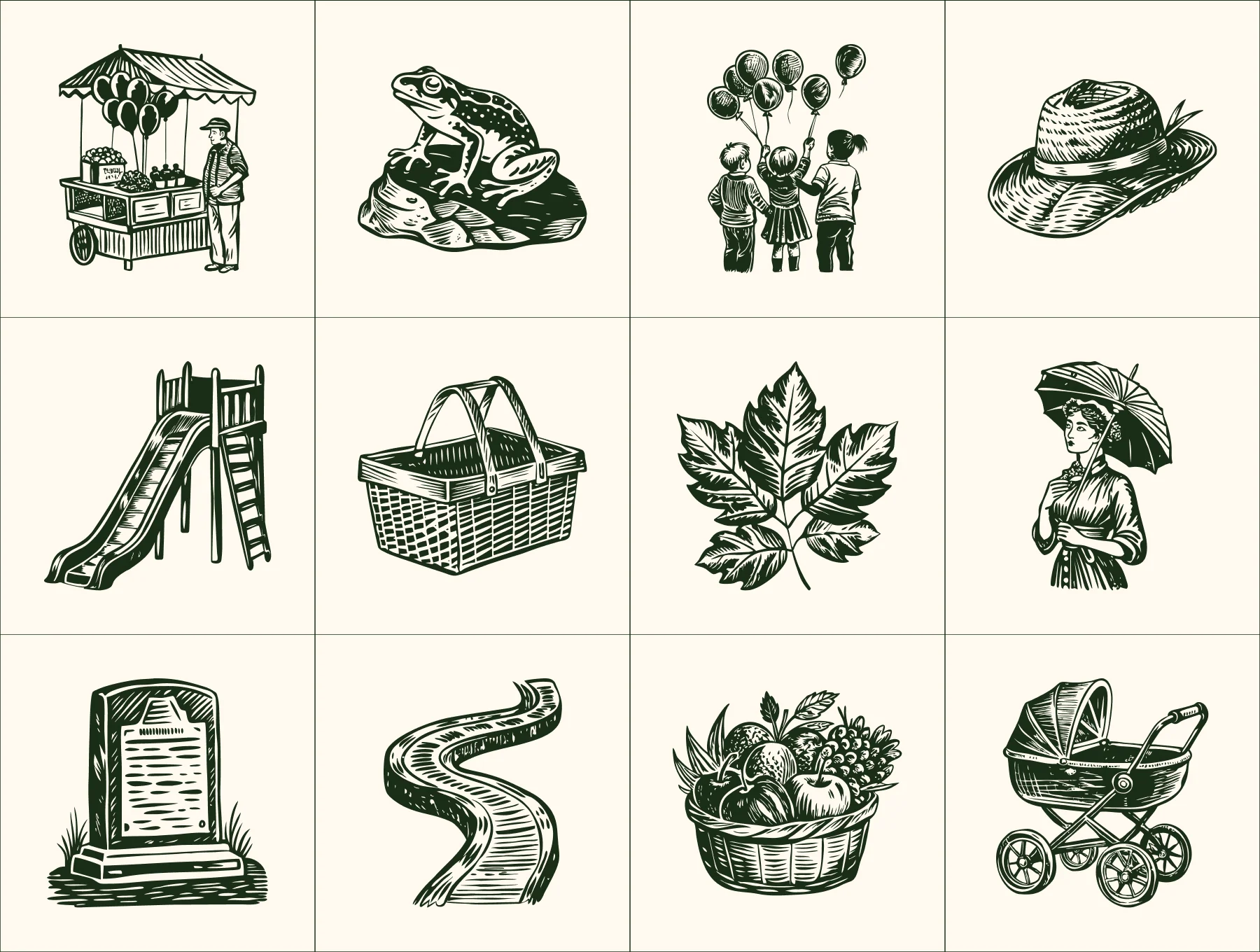 Vintage Park Illustration Set 5