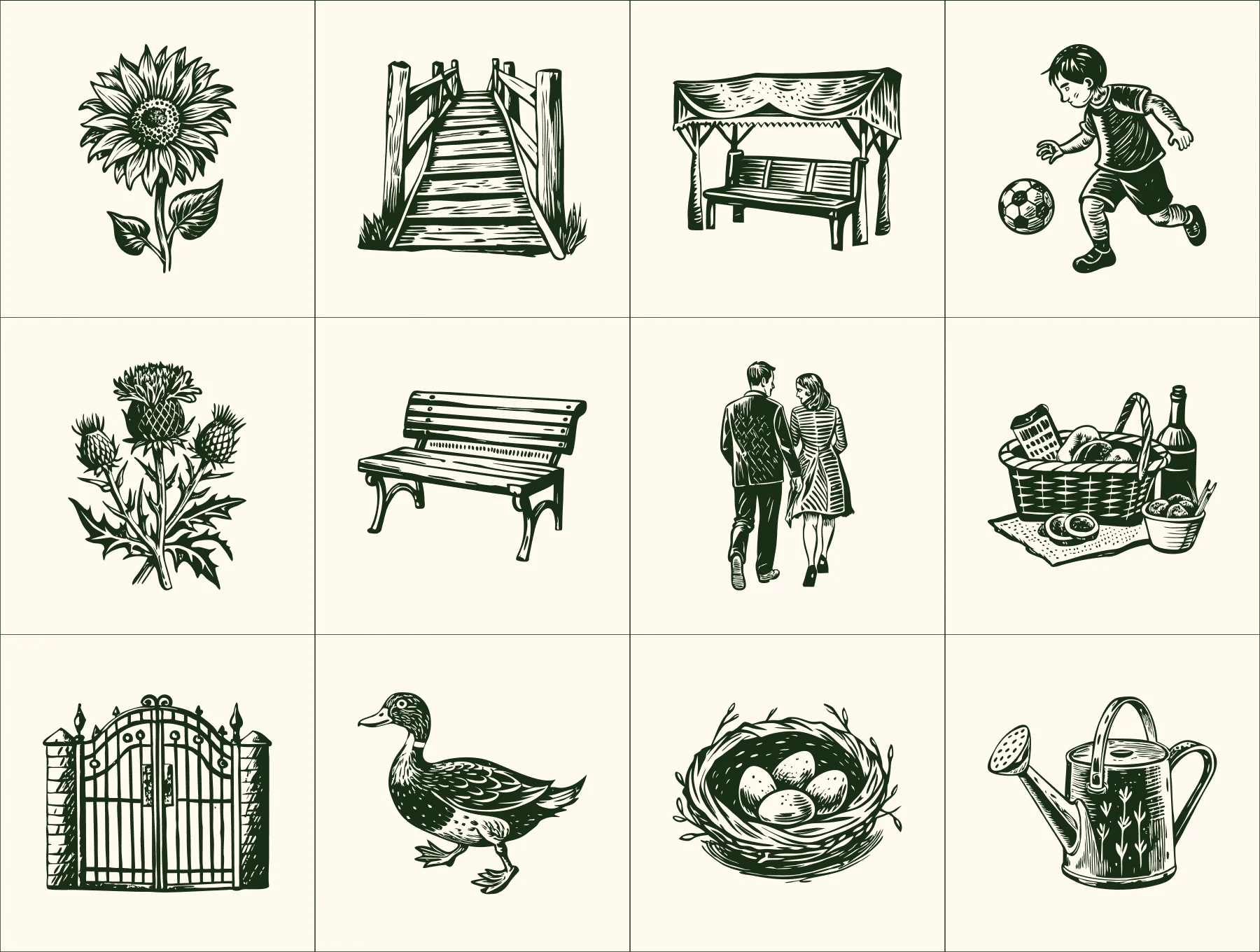 Vintage Park Illustration Set 6