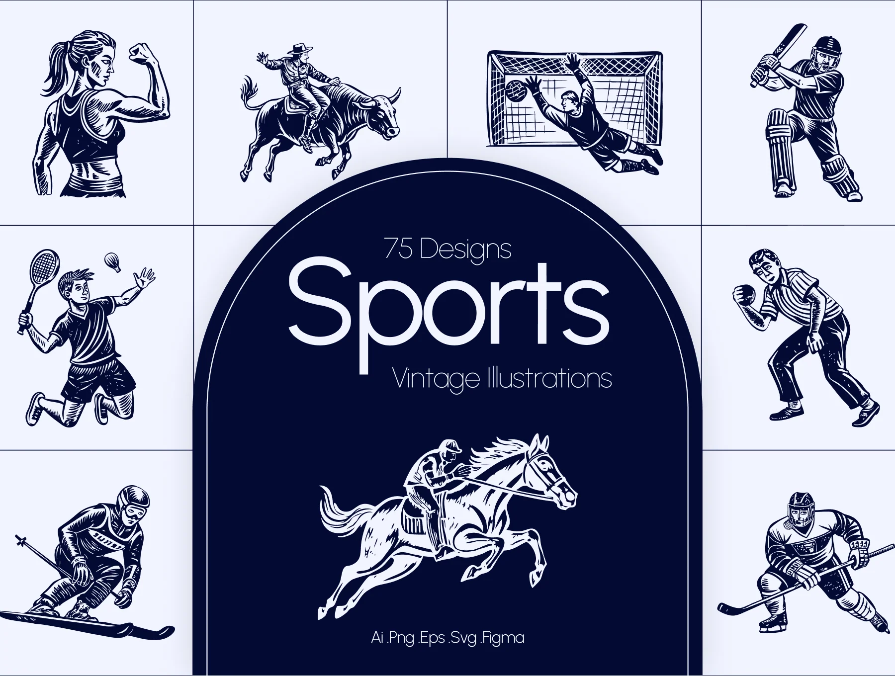 Vintage Sports Illustration Set