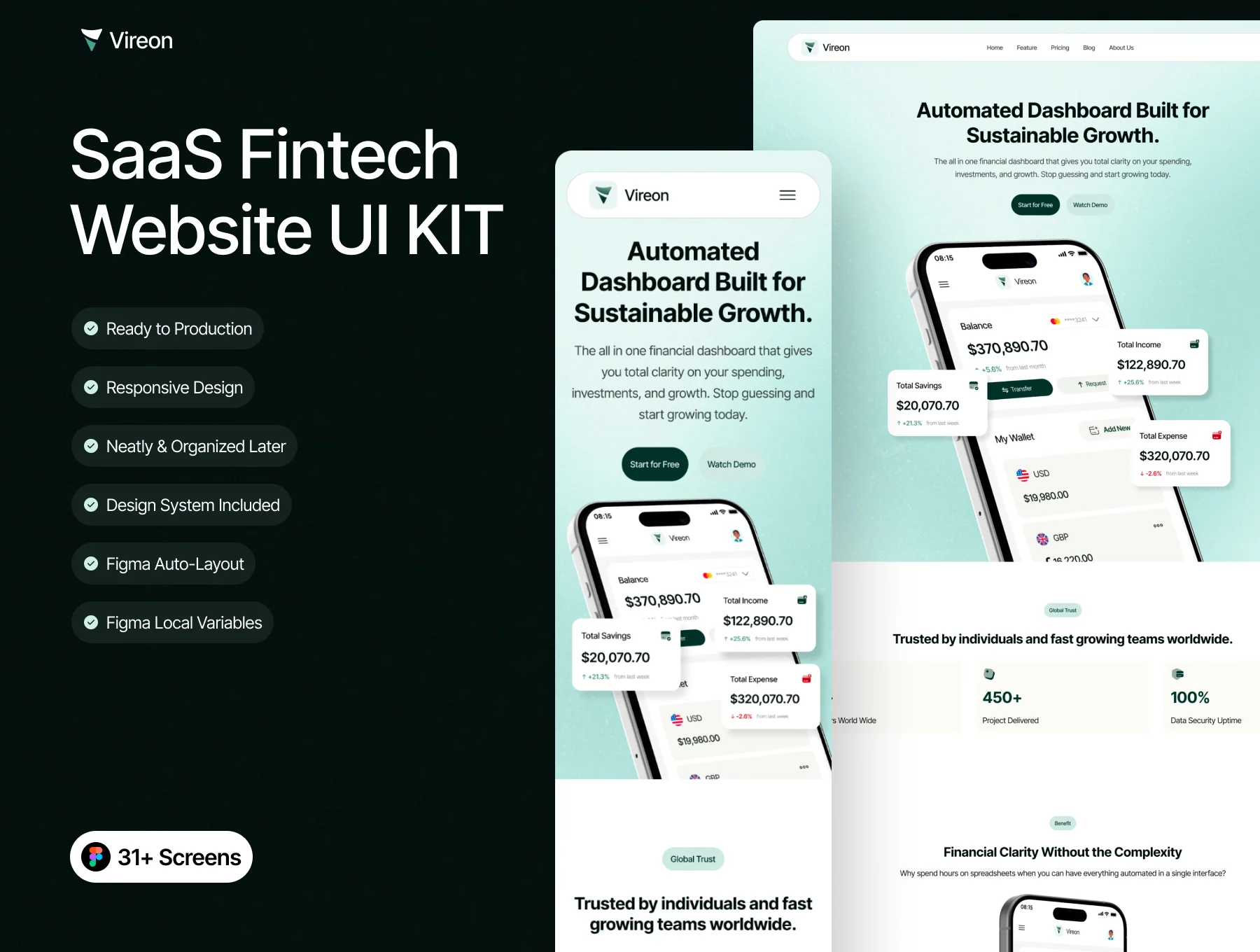 Vireon - Fintech SaaS Website UI KIT