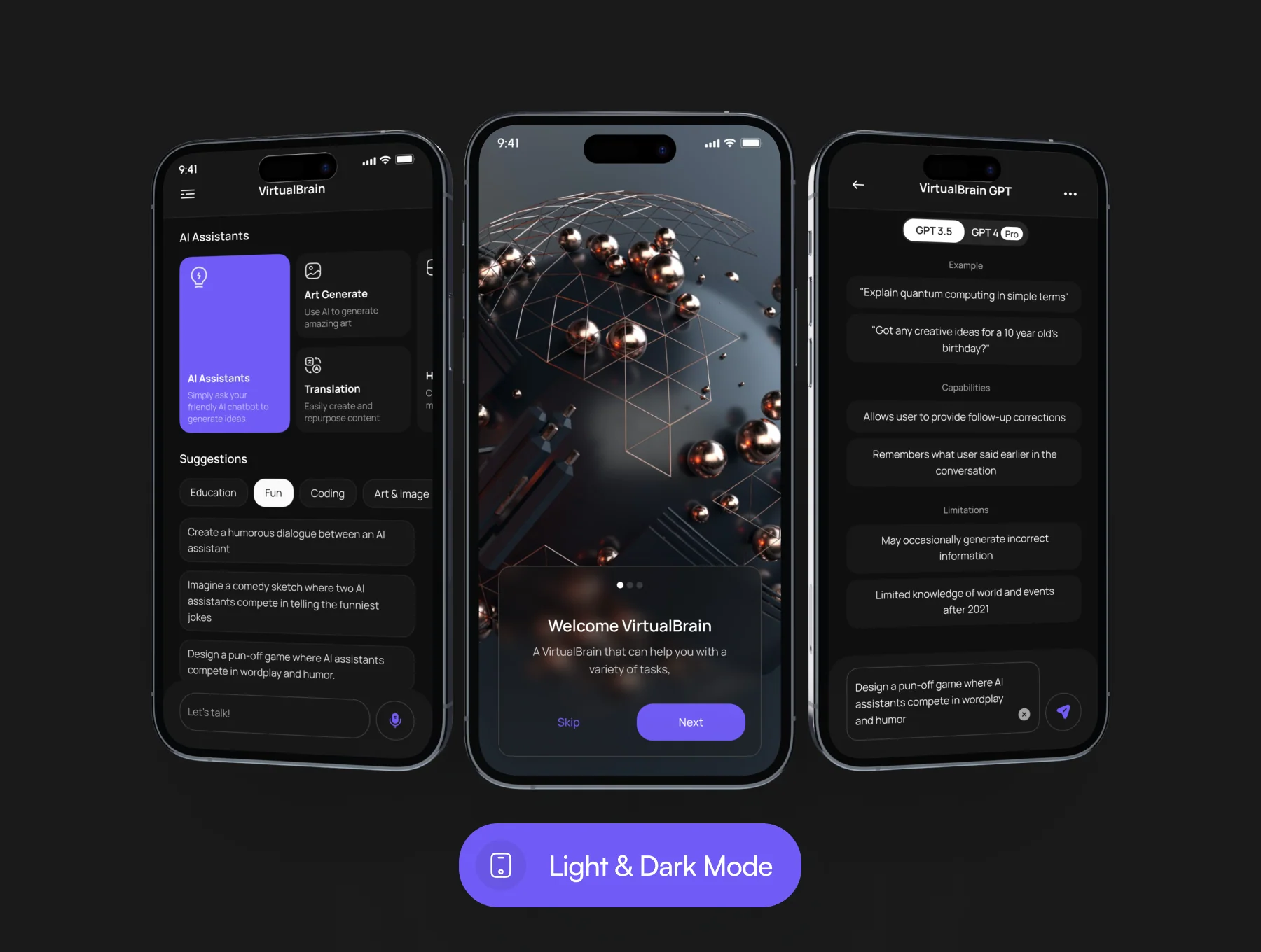 Virtual Brain | AI Chatbot  App UI Kit 3