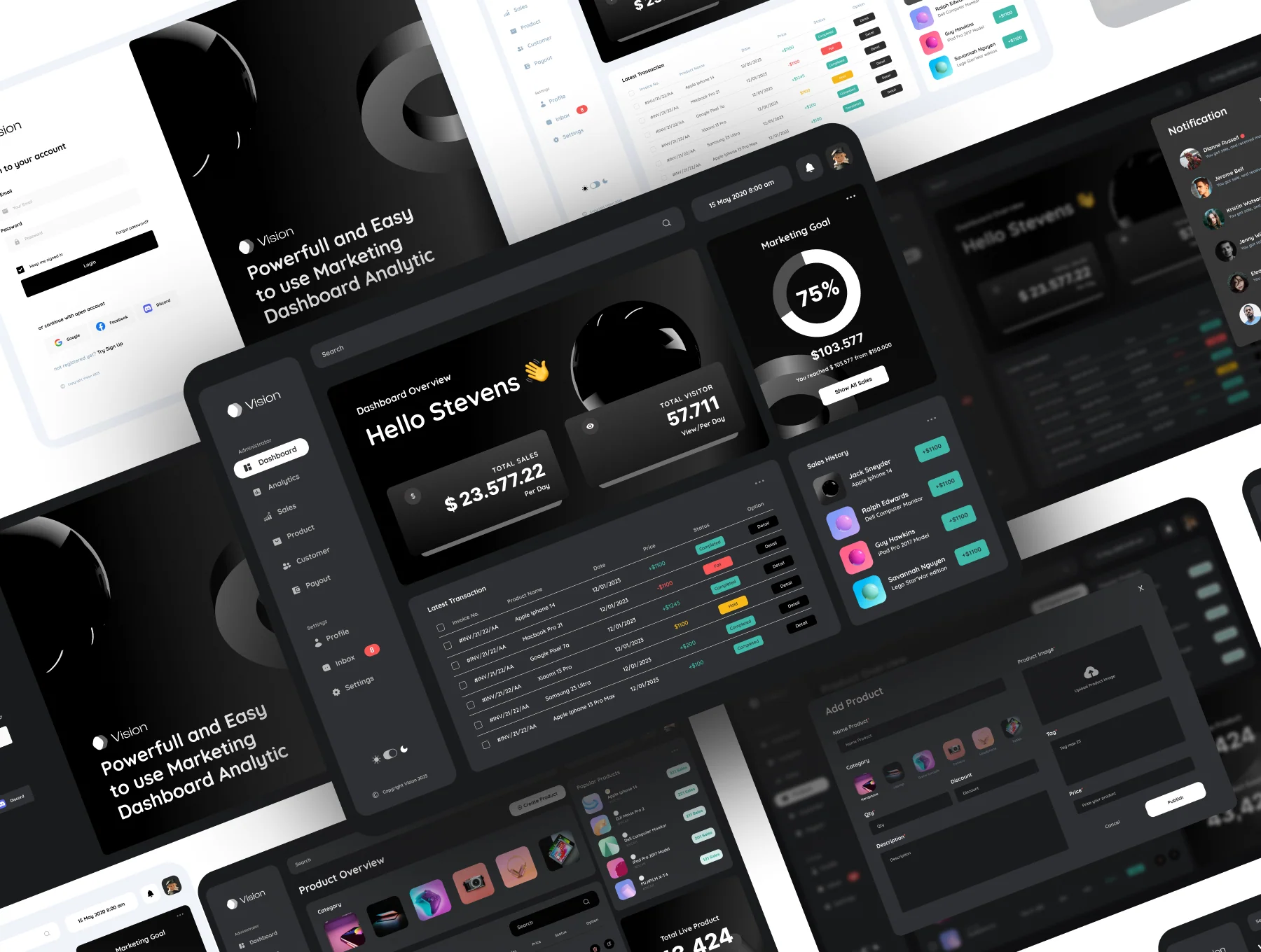 Vision - Marketing Dashboard UI KIT 2