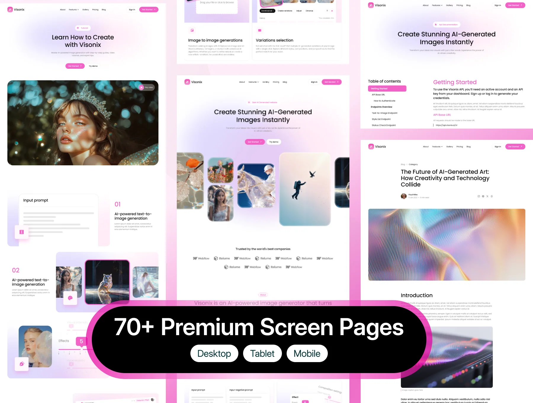 Visonix – Modern AI Image Generator Website UI Kit 4