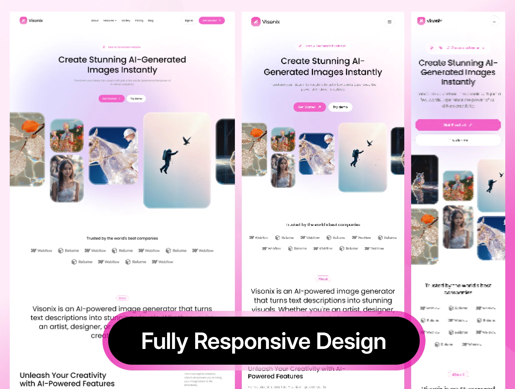 Visonix – Modern AI Image Generator Website UI Kit 6