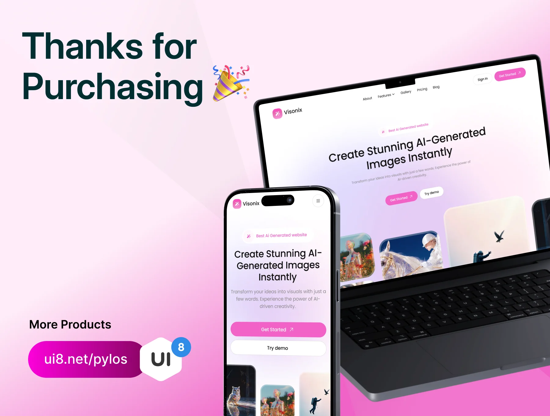 Visonix – Modern AI Image Generator Website UI Kit 8
