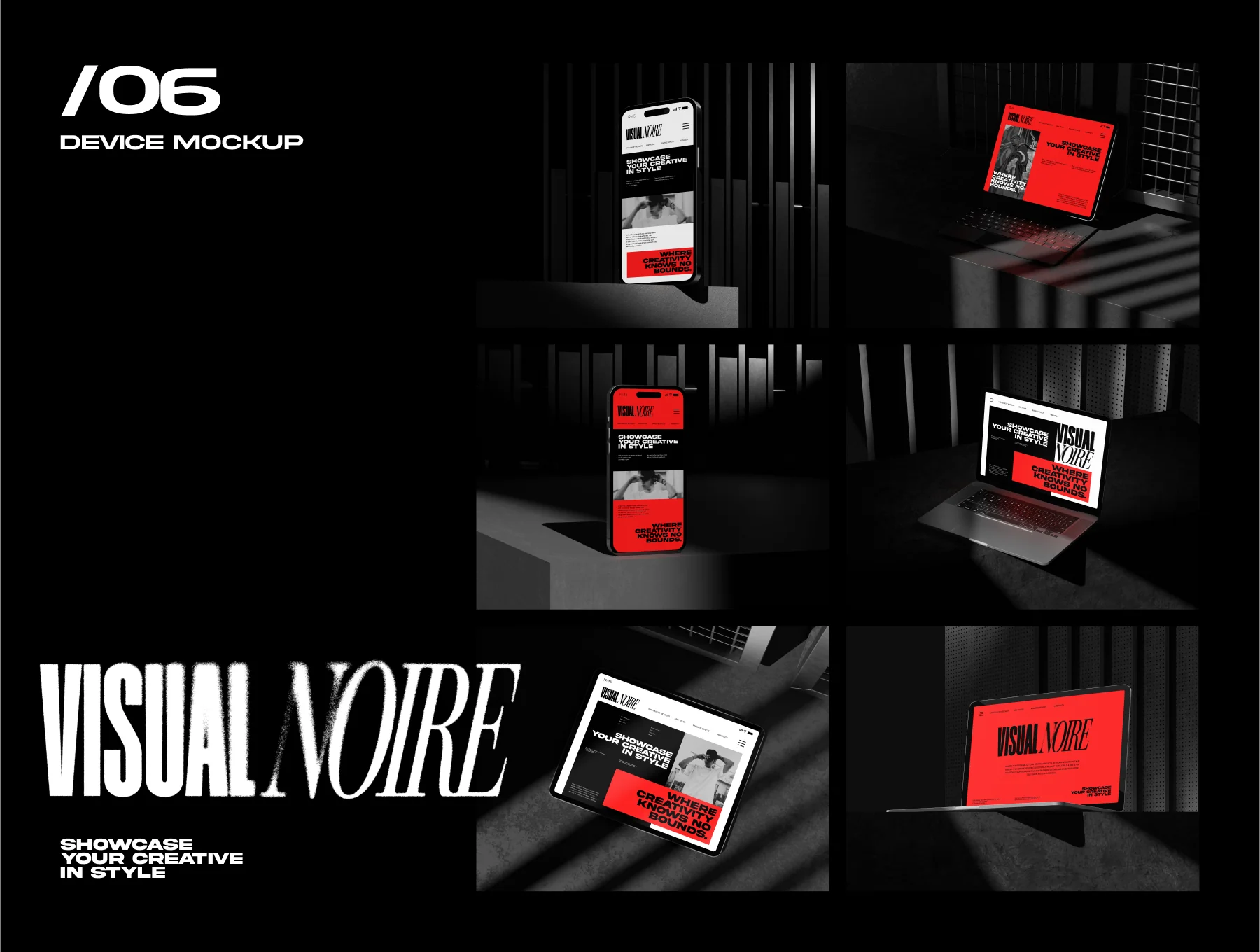 Visual Noire - Dark Style Branding Mockup Bundle 2