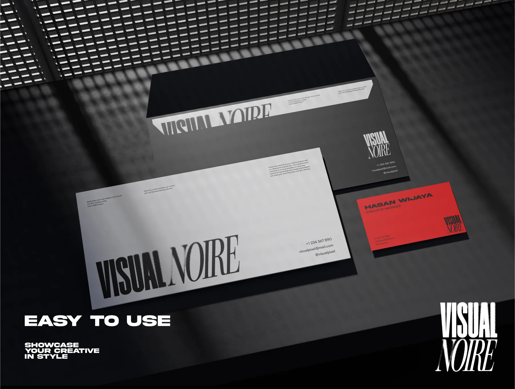 Visual Noire - Dark Style Branding Mockup Bundle 5