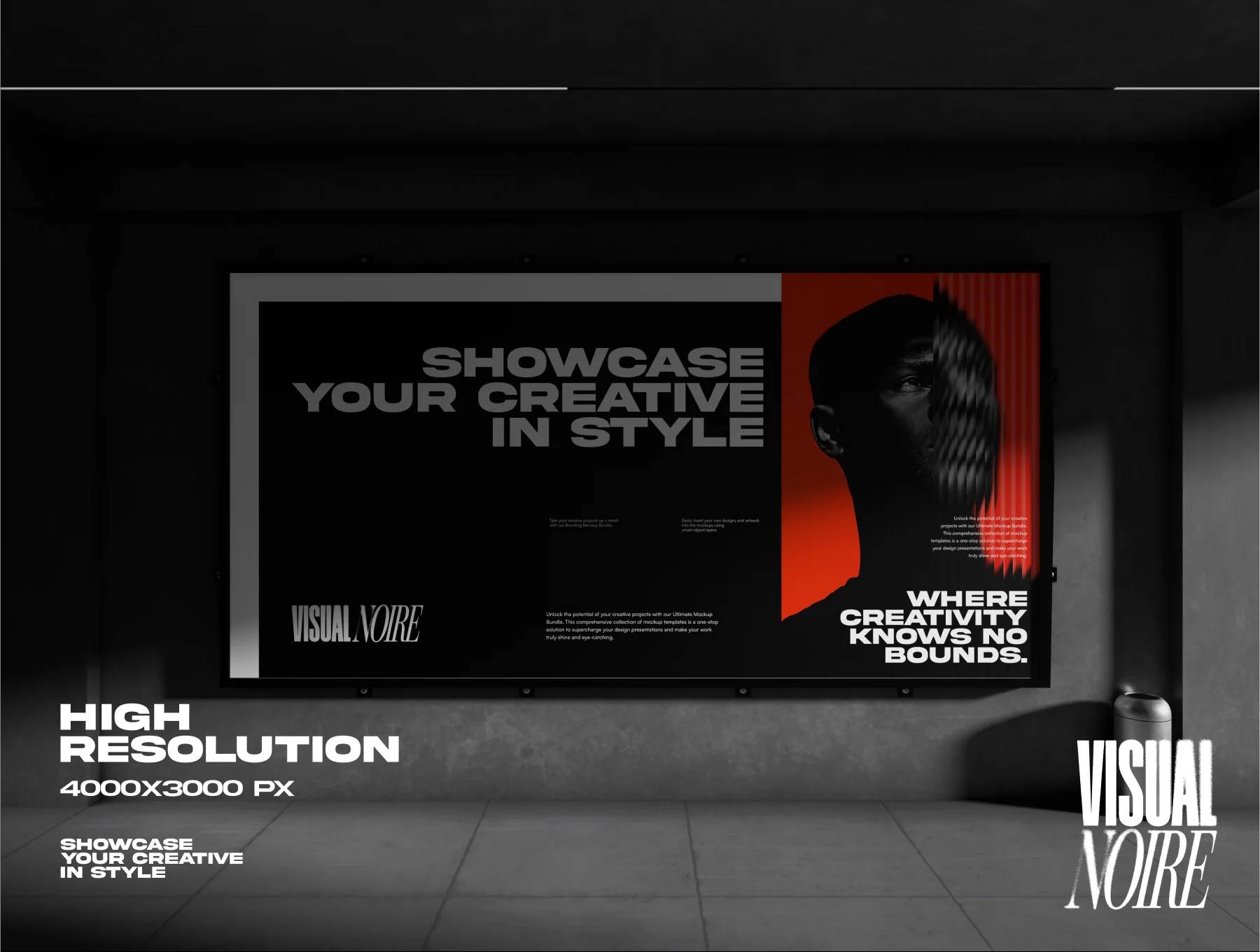 Visual Noire - Dark Style Branding Mockup Bundle 7